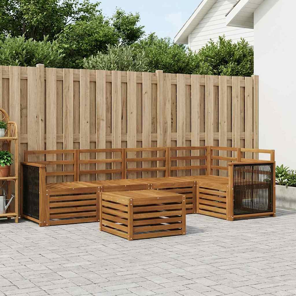 vidaXL Σαλονάκι Γωνιακού Καναπέ 5 pcs Φυσικό Στερεό Ξύλο Ακακίας