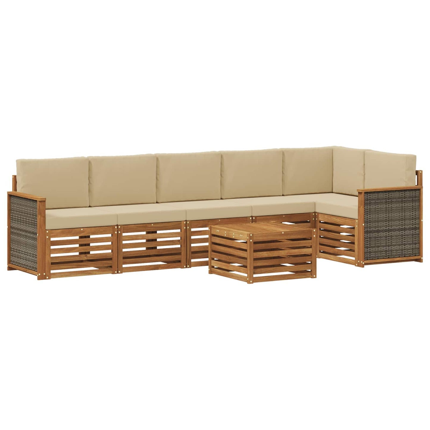 vidaXL Σαλονάκι Γωνιακού Καναπέ με μαξιλάρι 6 pcs Φυσικό