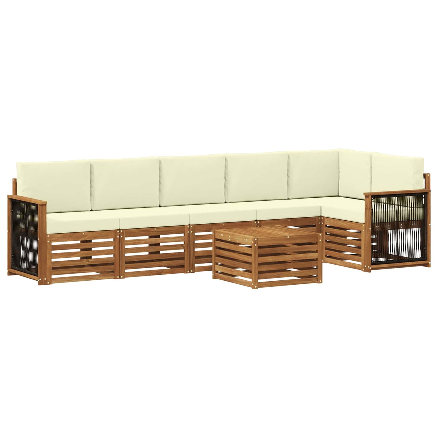 vidaXL Σαλονάκι Γωνιακού Καναπέ με μαξιλάρι 6 pcs Φυσικό και Κρέμα