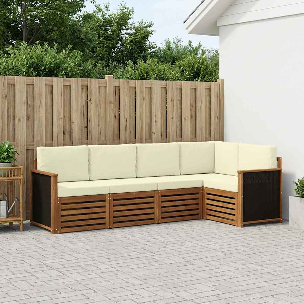 vidaXL Σαλονάκι Γωνιακού Καναπέ με μαξιλάρι 6 pcs Φυσικό και Κρέμα