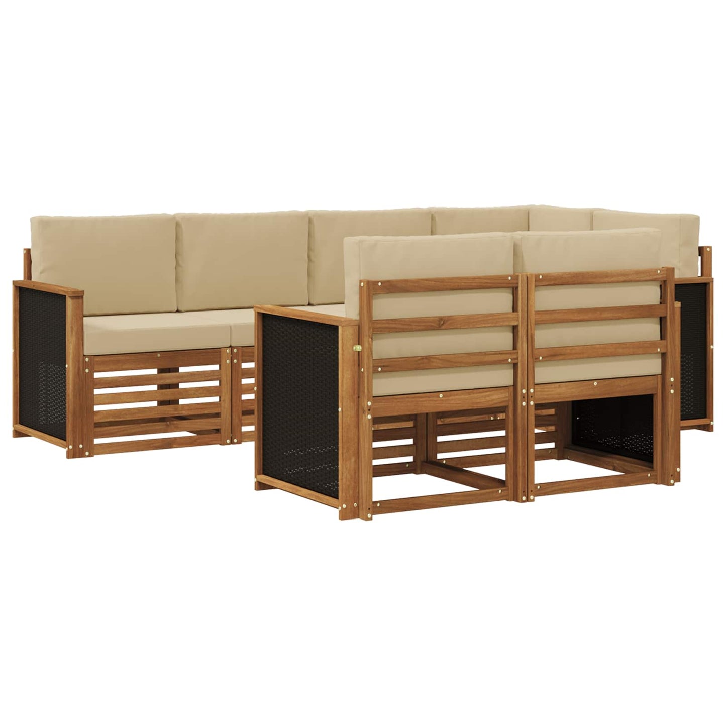vidaXL Σαλονάκι Γωνιακού Καναπέ με μαξιλάρι 6 pcs Φυσικό