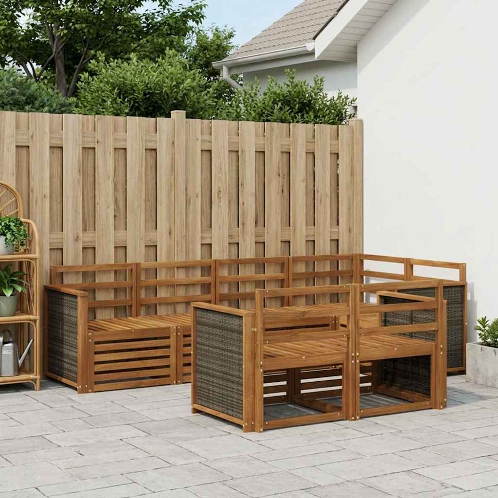 vidaXL Σαλονάκι Γωνιακού Καναπέ 6 pcs Φυσικό Στερεό Ξύλο Ακακίας