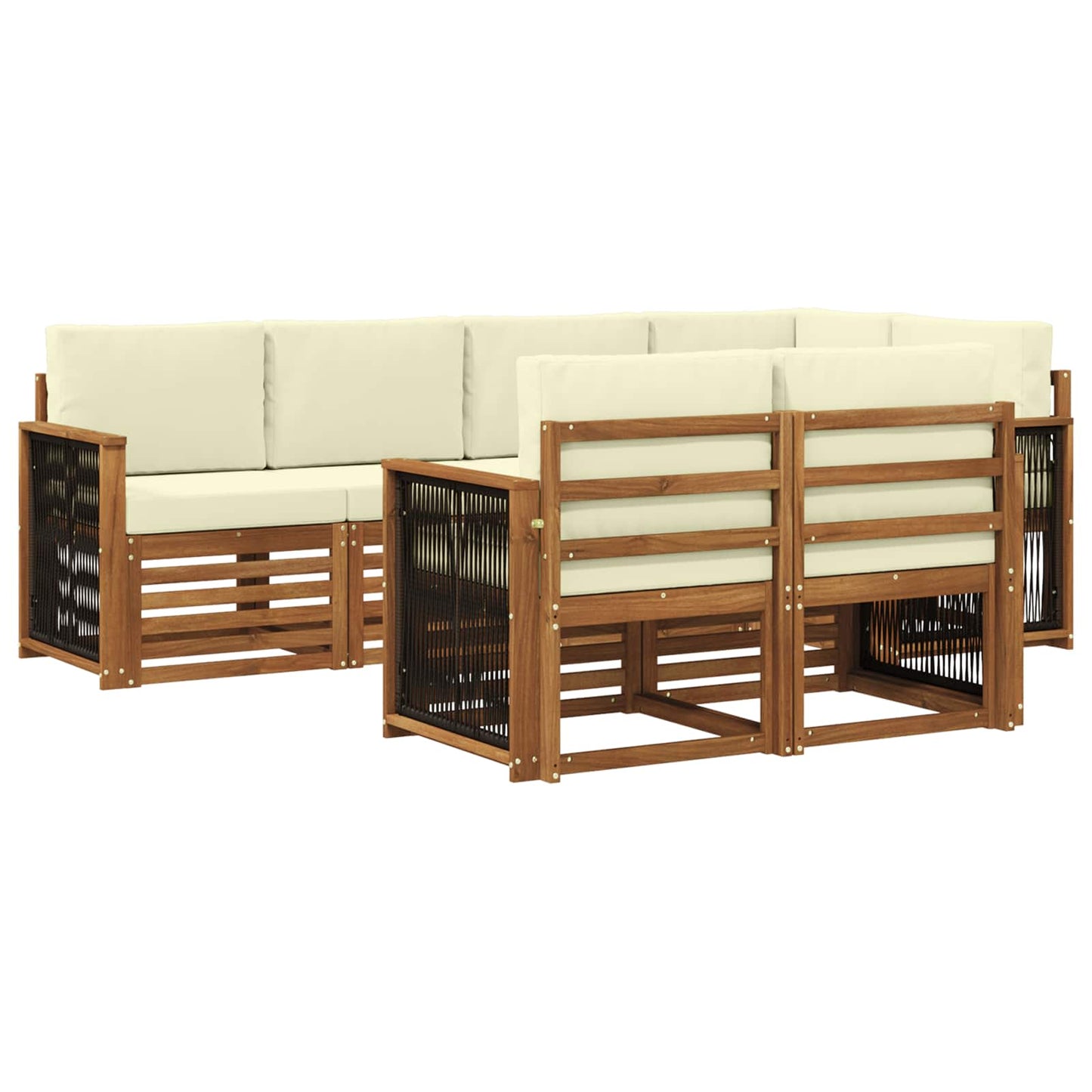 vidaXL Σαλονάκι Γωνιακού Καναπέ με μαξιλάρι 6 pcs Φυσικό και Κρέμα