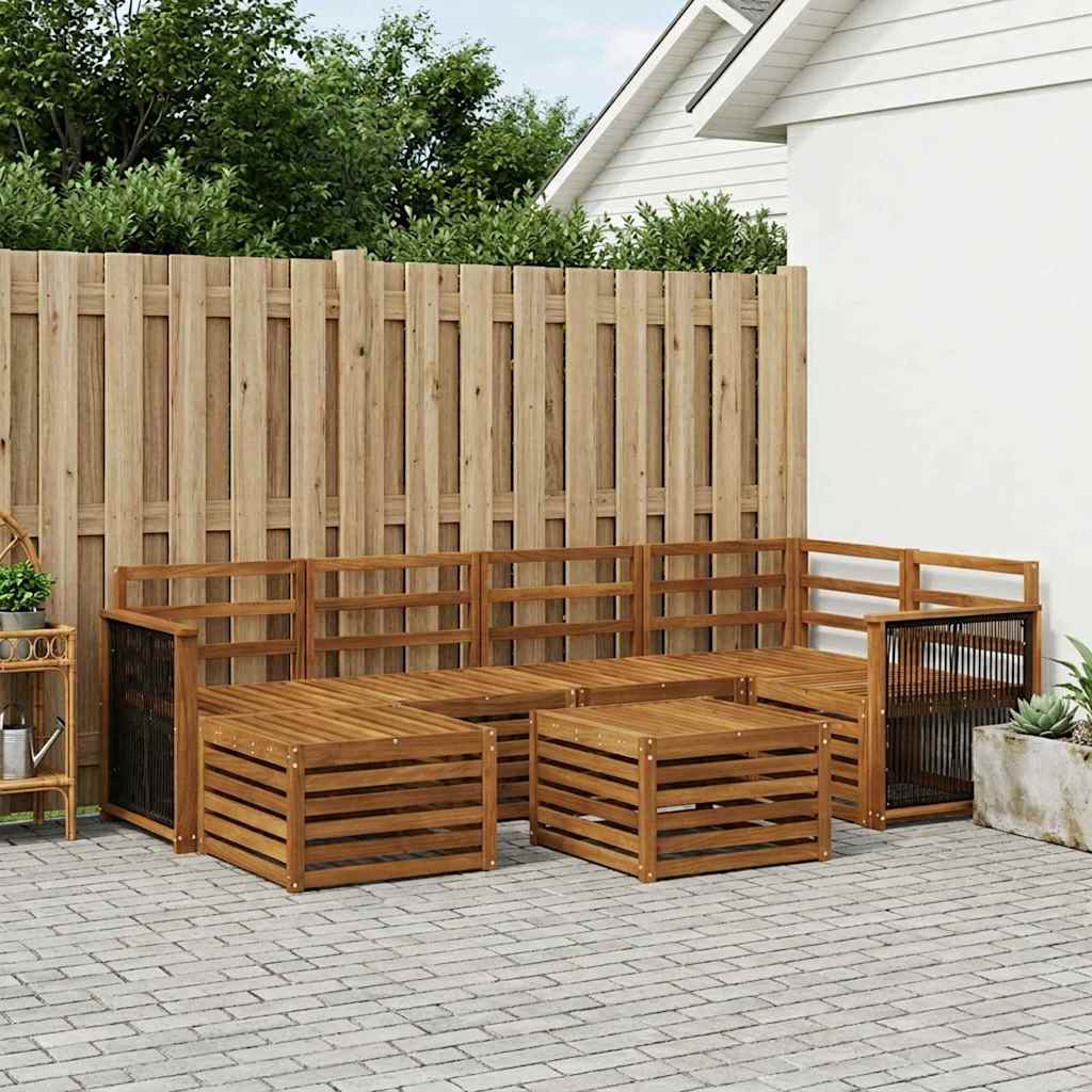 vidaXL Σαλονάκι Γωνιακού Καναπέ 6 pcs Φυσικό Στερεό Ξύλο Ακακίας