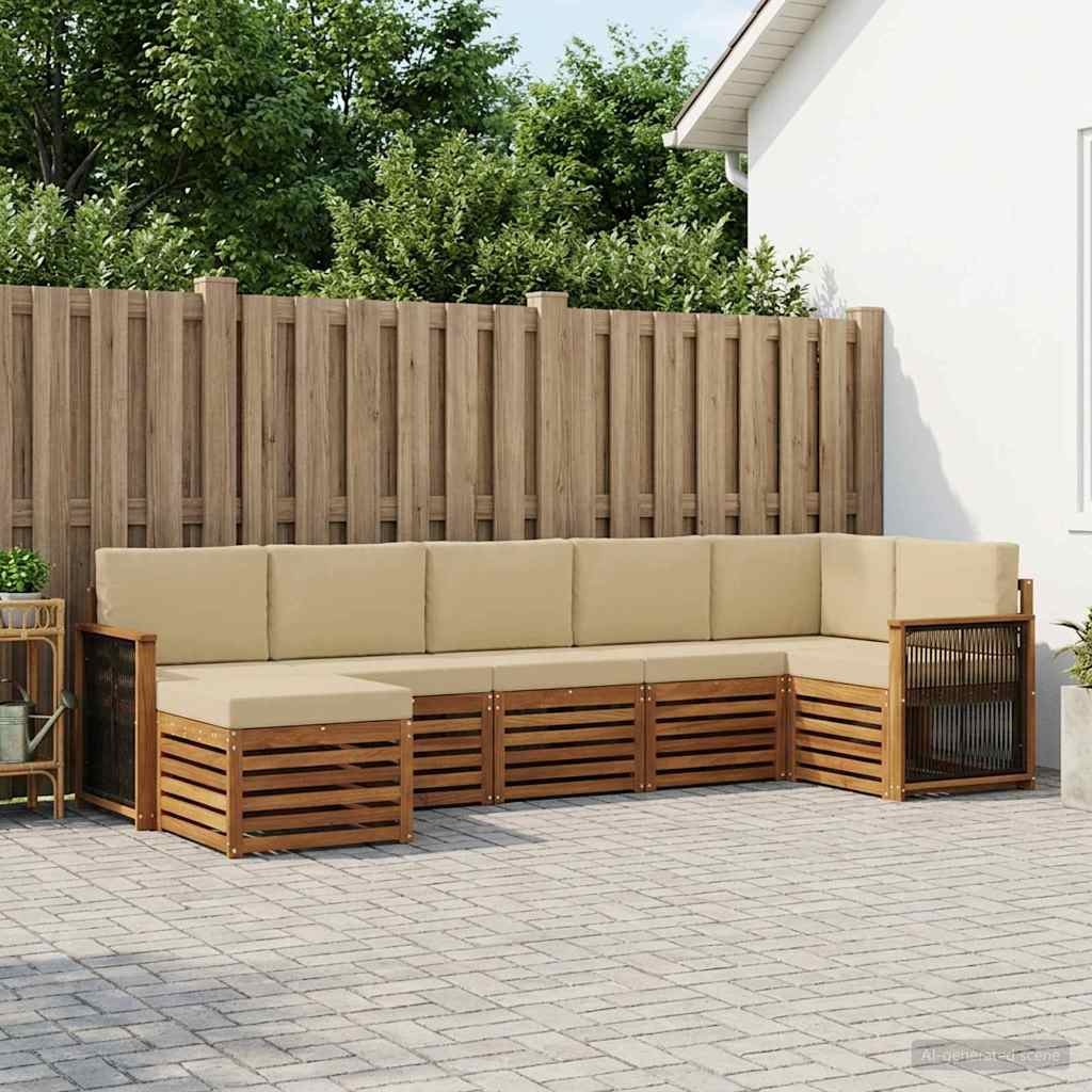 vidaXL Σαλονάκι Γωνιακού Καναπέ με μαξιλάρι 6 pcs Φυσικό