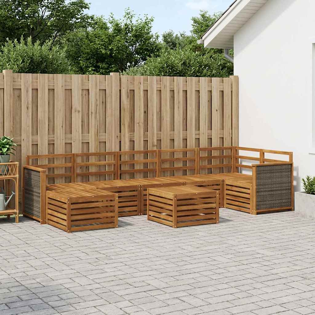 vidaXL Σειρά Καναπέ Εξωτερικού 7 pcs Φυσικό Στερεό Ξύλο Ακακίας