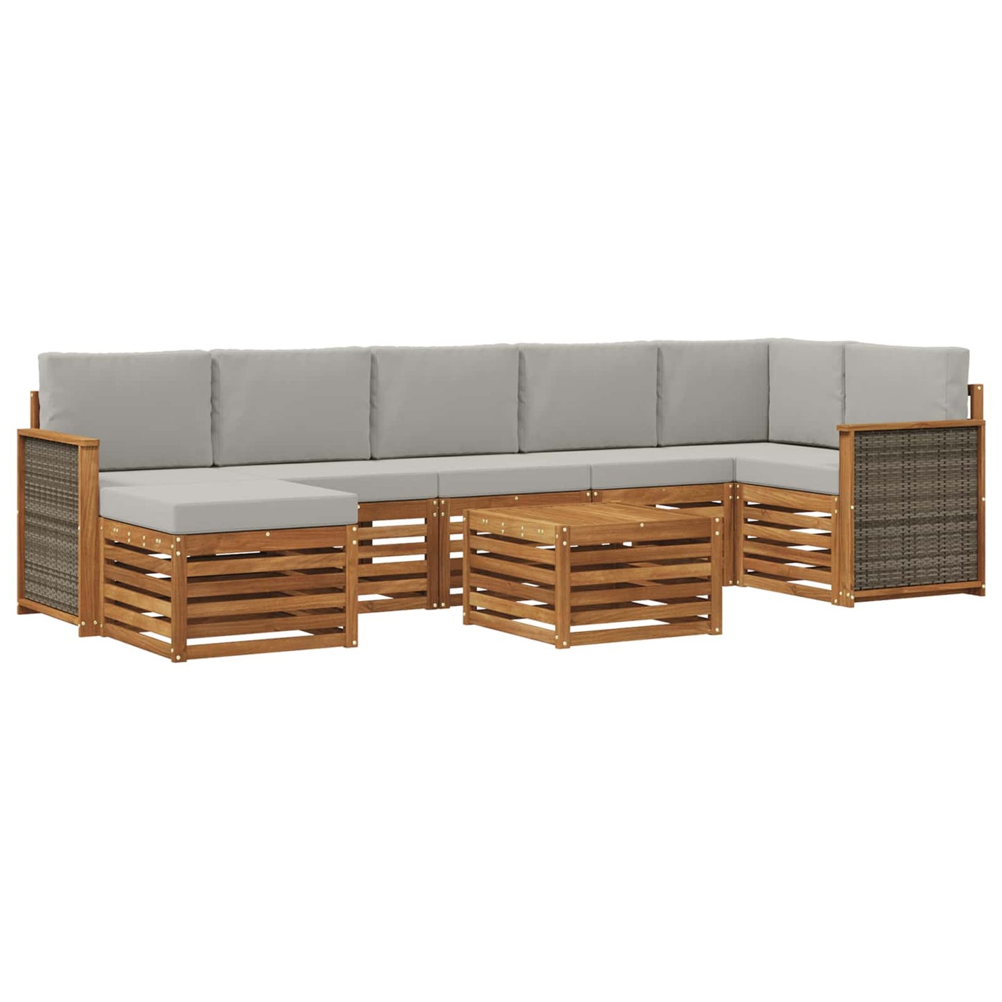 vidaXL Σειρά Καναπέ Εξωτερικού 7 pcs Φυσικό και Ανοιχτό Γκρι