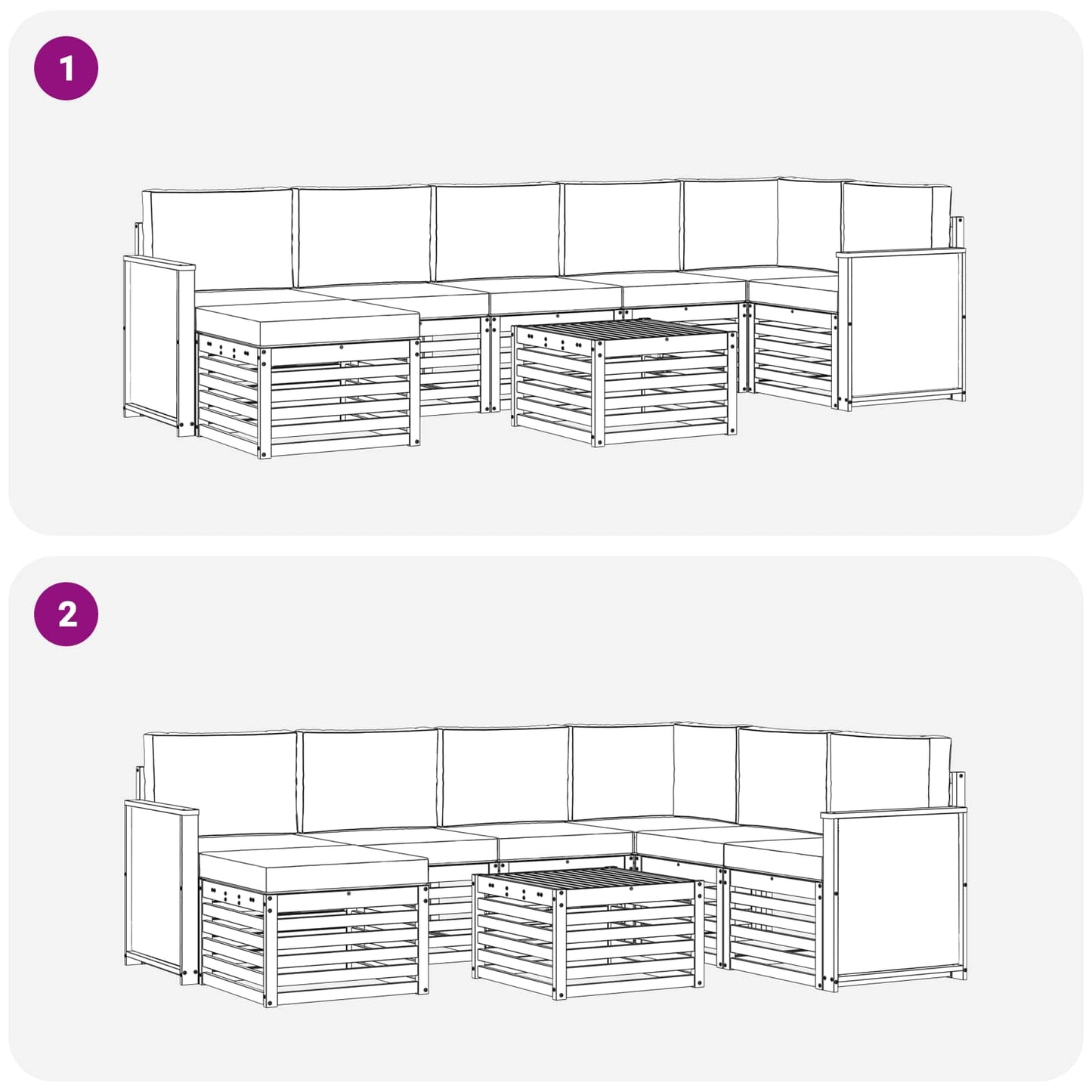 vidaXL Σειρά Καναπέ Εξωτερικού με μαξιλάρι 7 pcs Φυσικό και Κρέμα