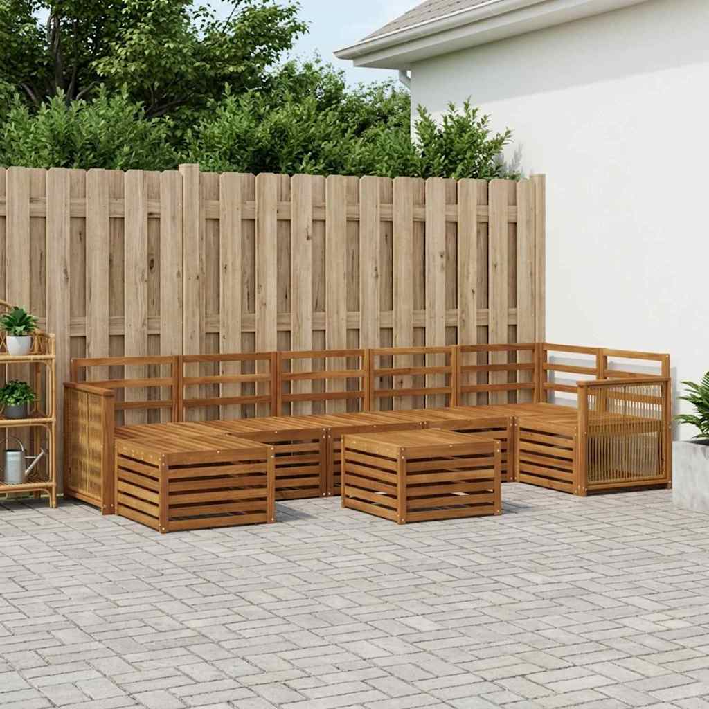 vidaXL Σειρά Καναπέ Εξωτερικού 7 pcs Φυσικό Στερεό Ξύλο Ακακίας