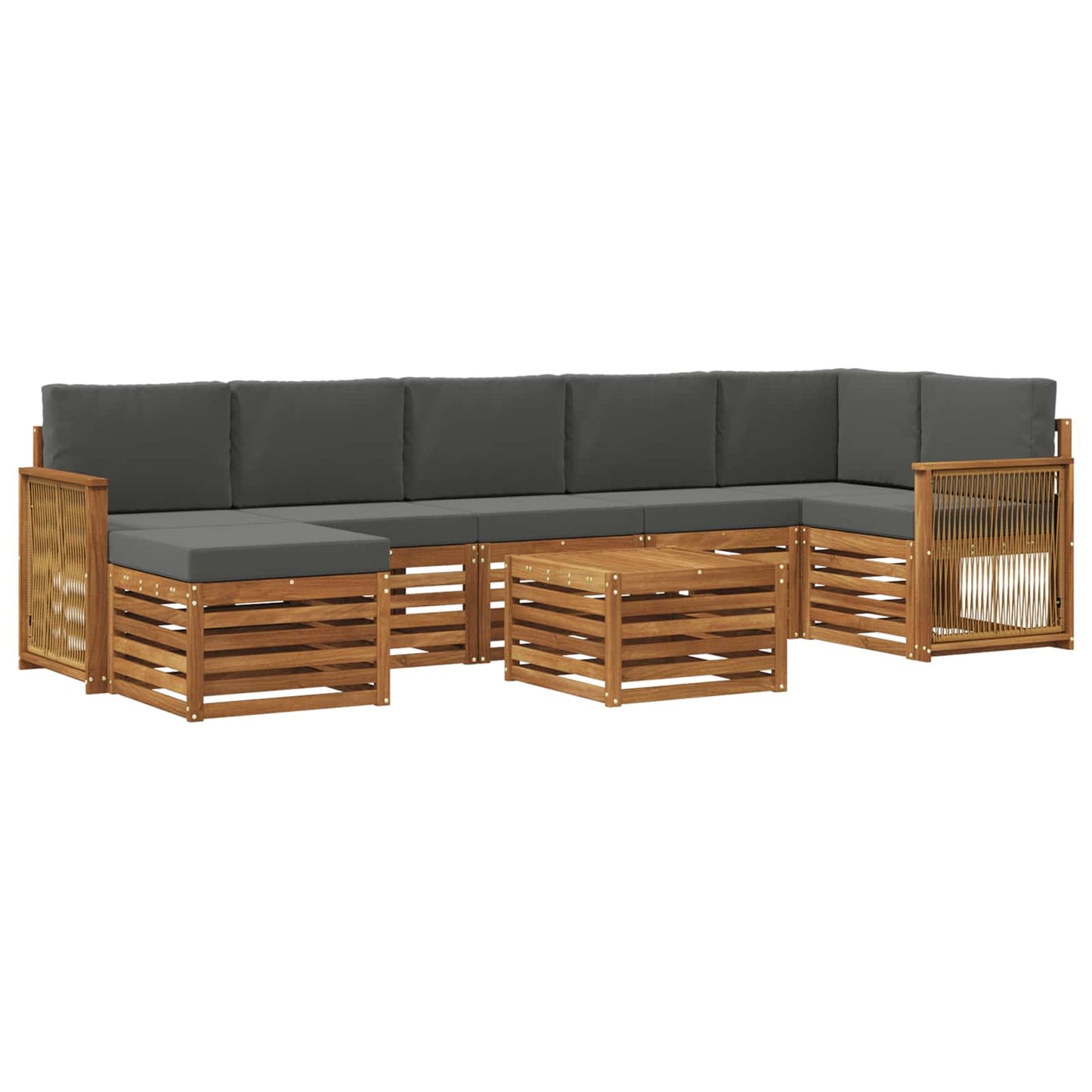 vidaXL Σειρά Καναπέ Εξωτερικού με μαξιλάρι 7 pcs Φυσικό και Ανθρακί
