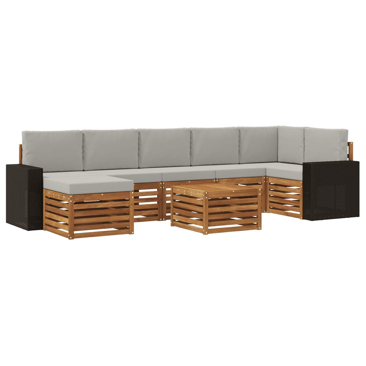 vidaXL Σειρά Καναπέ Εξωτερικού 8 pcs Φυσικό και Ανοιχτό Γκρι