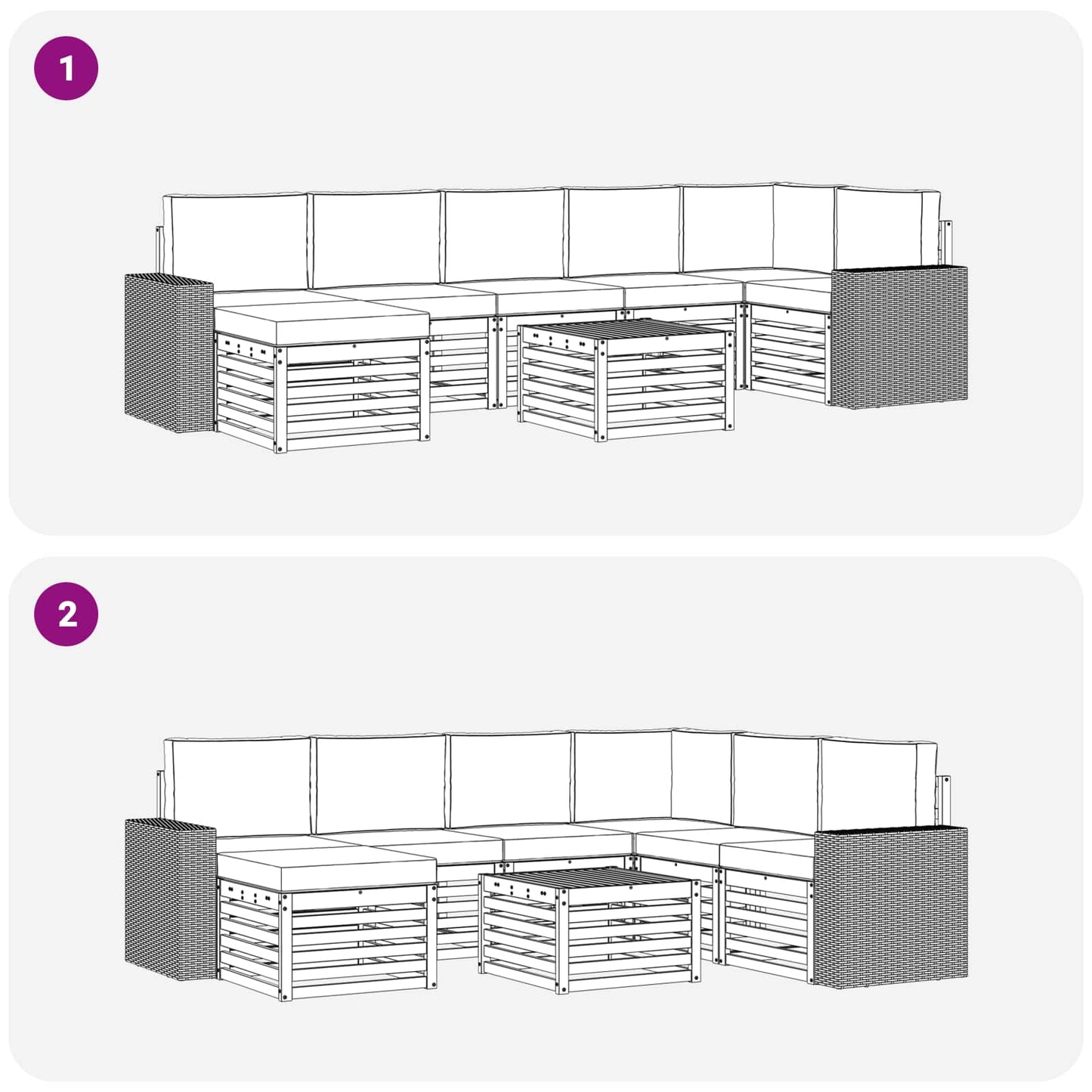 vidaXL Σειρά Καναπέ Εξωτερικού με μαξιλάρι 8 pcs Φυσικό και Ανθρακί