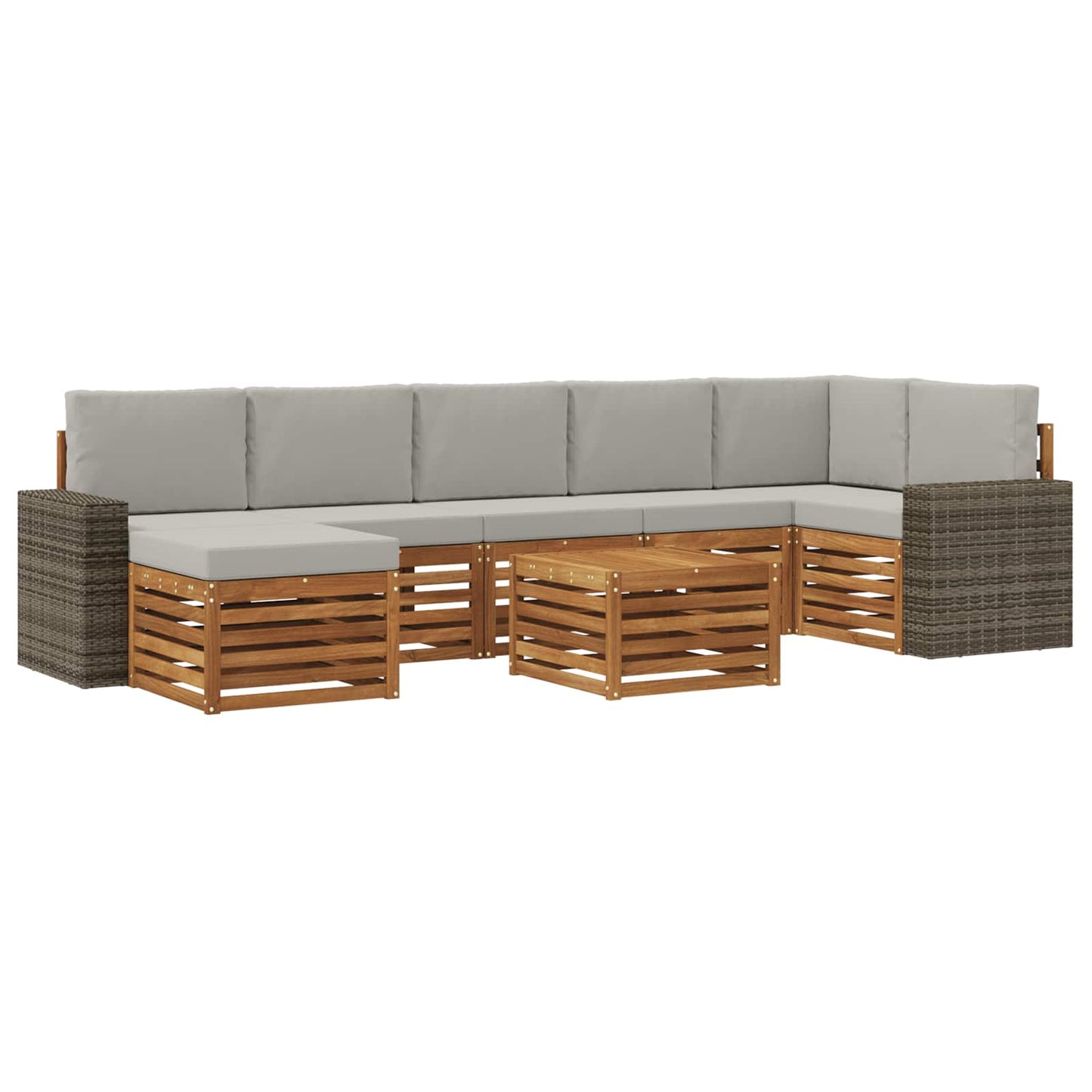 vidaXL Σειρά Καναπέ Εξωτερικού 8 pcs Φυσικό και Ανοιχτό Γκρι