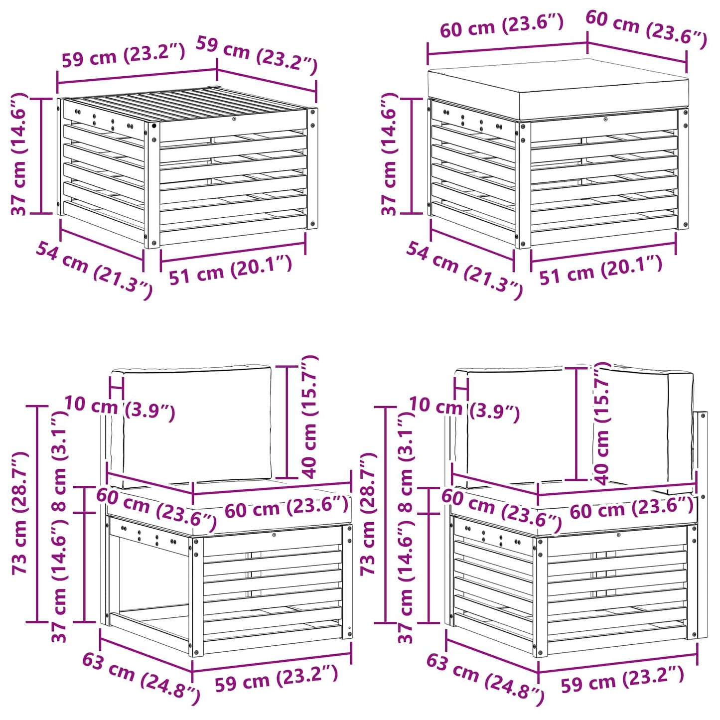 vidaXL Σειρά Καναπέ Εξωτερικού με μαξιλάρι 8 pcs Φυσικό και Ανθρακί