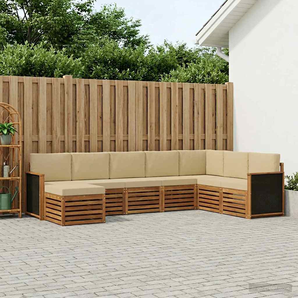 vidaXL Σειρά Καναπέ Εξωτερικού με μαξιλάρι 6 pcs Φυσικό