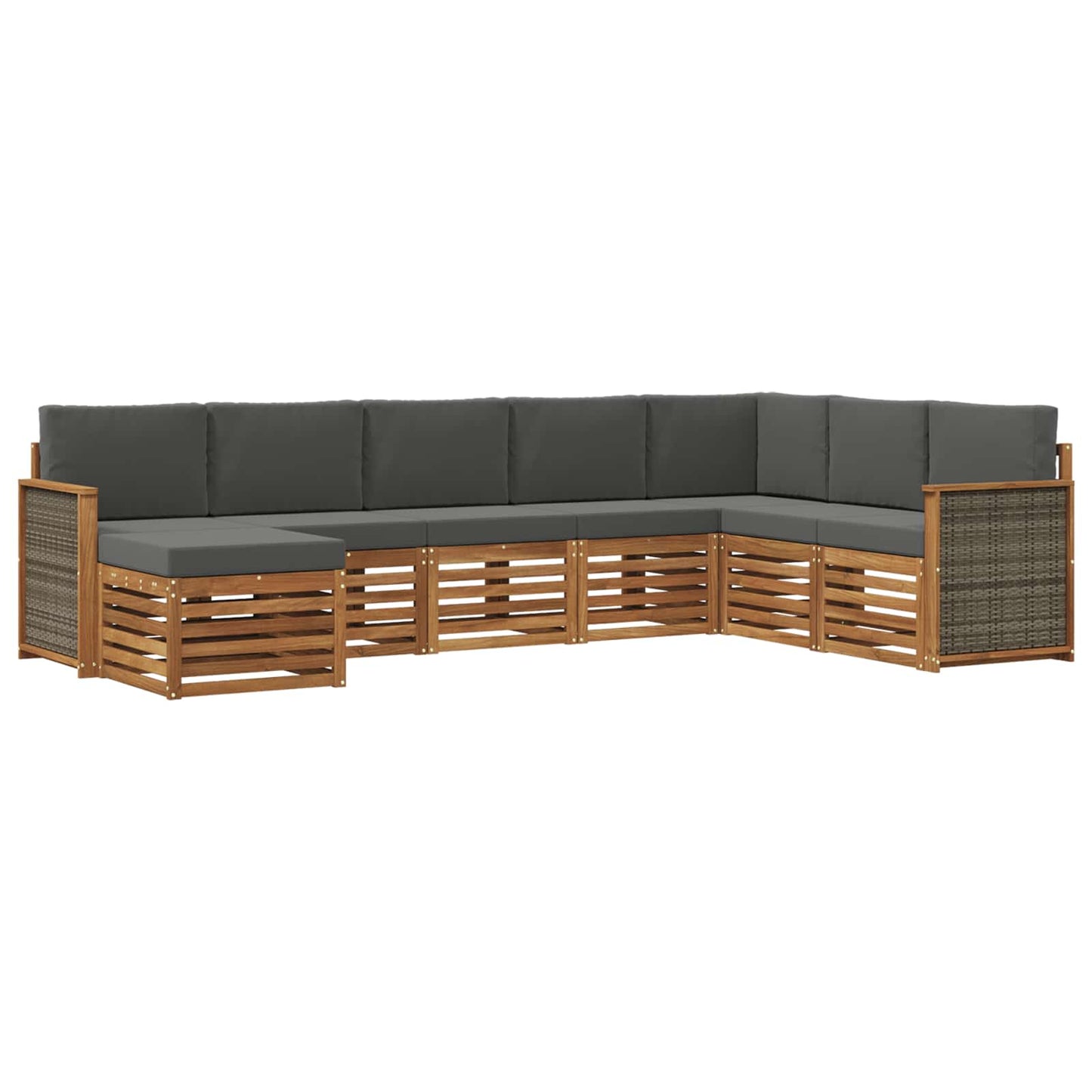 vidaXL Σειρά Καναπέ Εξωτερικού με μαξιλάρι 6 pcs Φυσικό και Ανθρακί