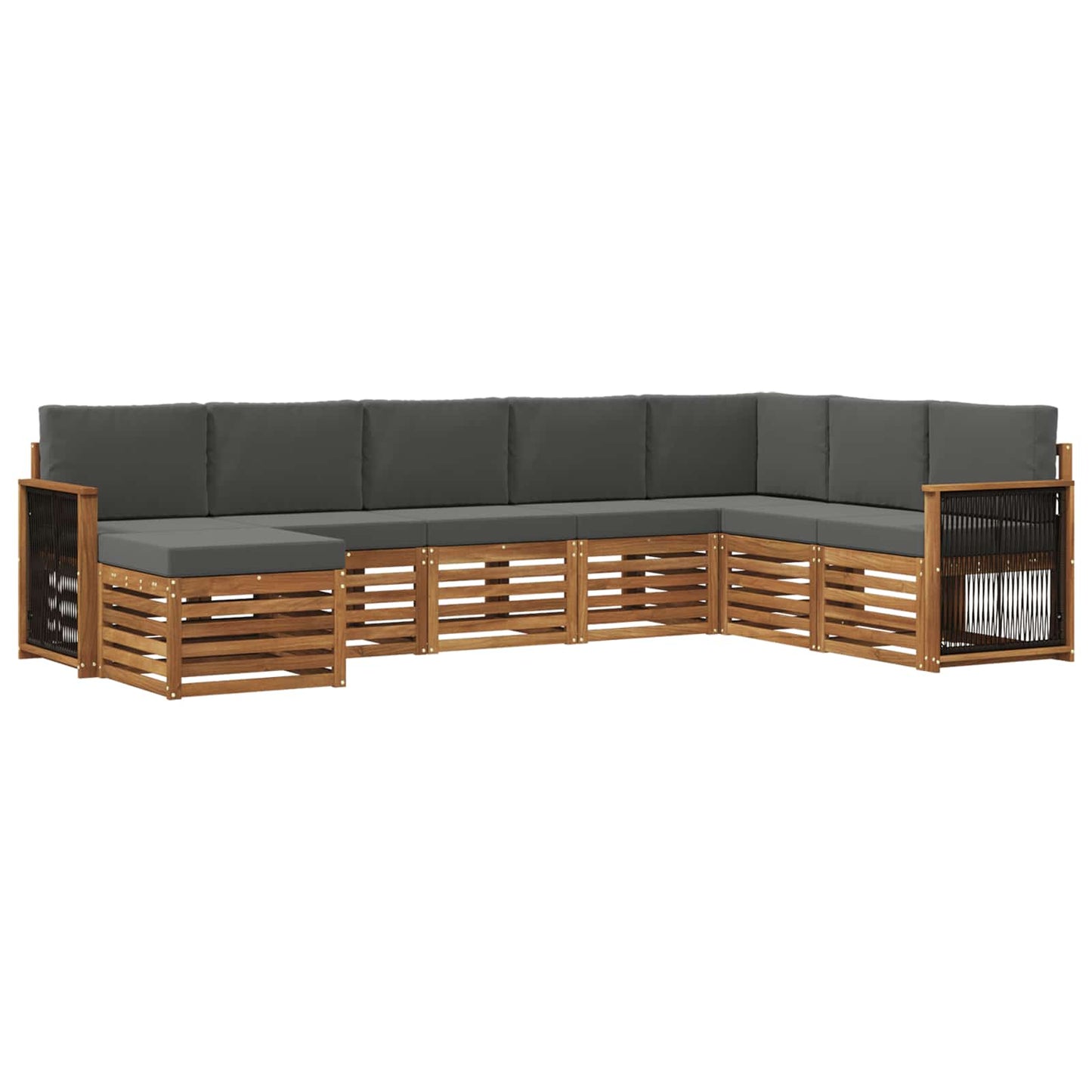 vidaXL Σειρά Καναπέ Εξωτερικού με μαξιλάρι 6 pcs Φυσικό και Ανθρακί