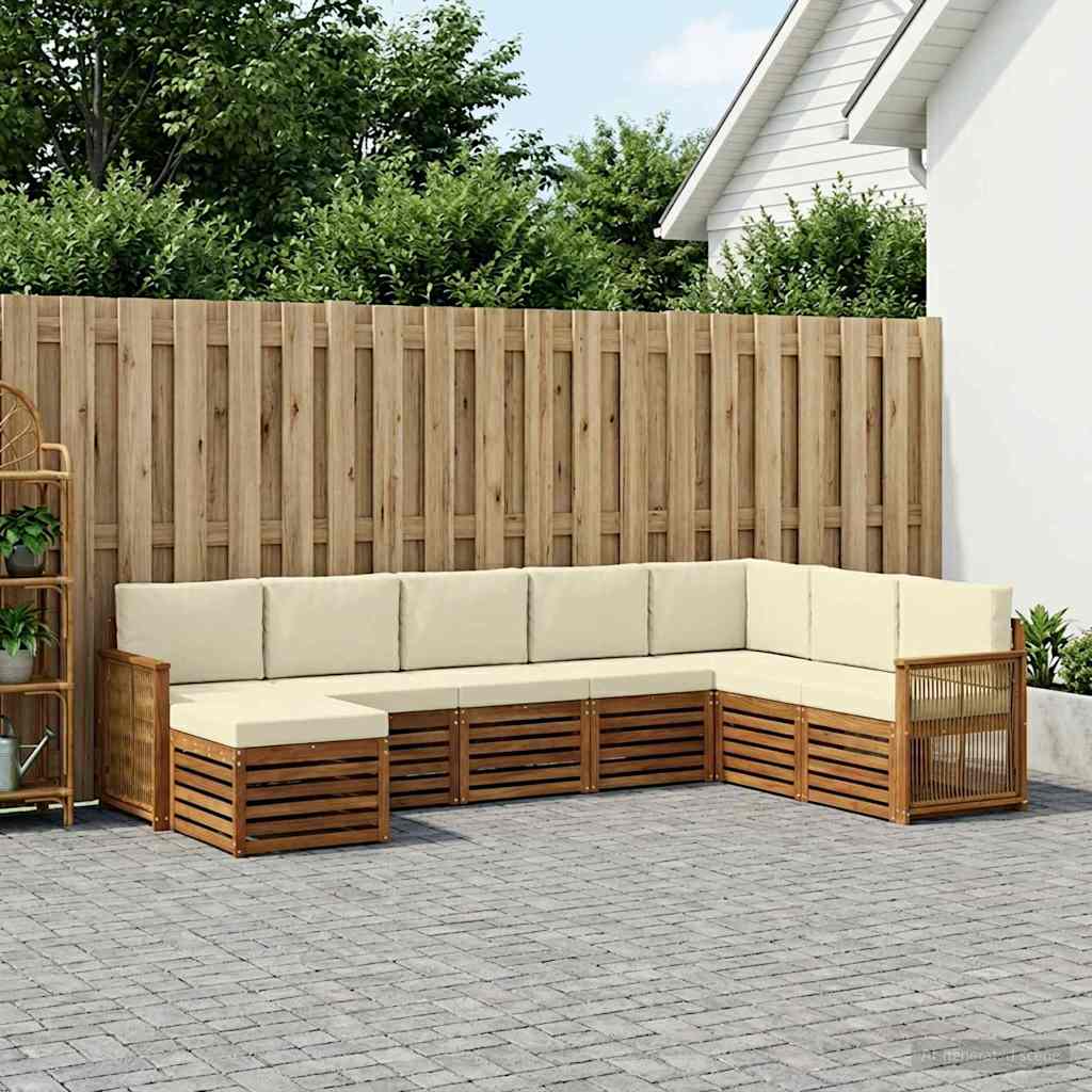 vidaXL Σειρά Καναπέ Εξωτερικού με μαξιλάρι 6 pcs Φυσικό και Κρέμα