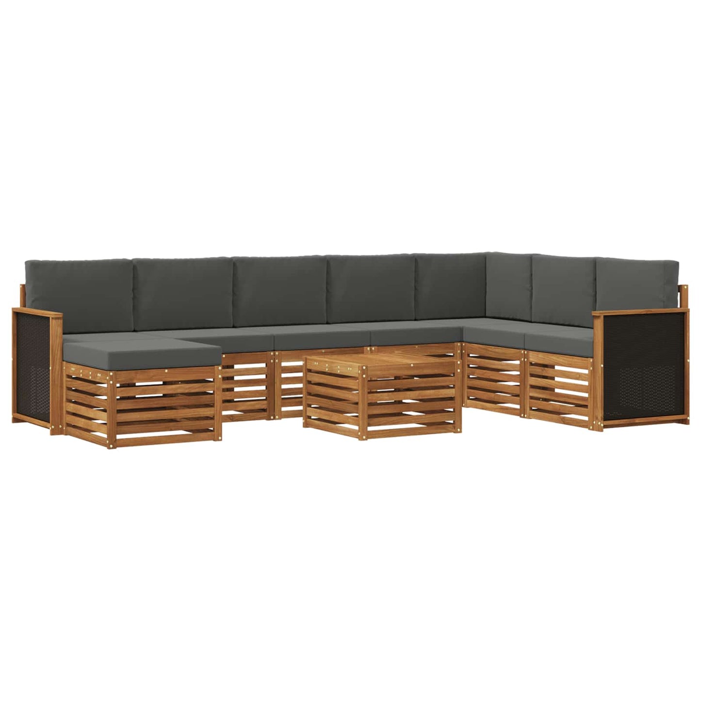 vidaXL Σειρά Καναπέ Εξωτερικού με μαξιλάρι 7 pcs Φυσικό και Ανθρακί