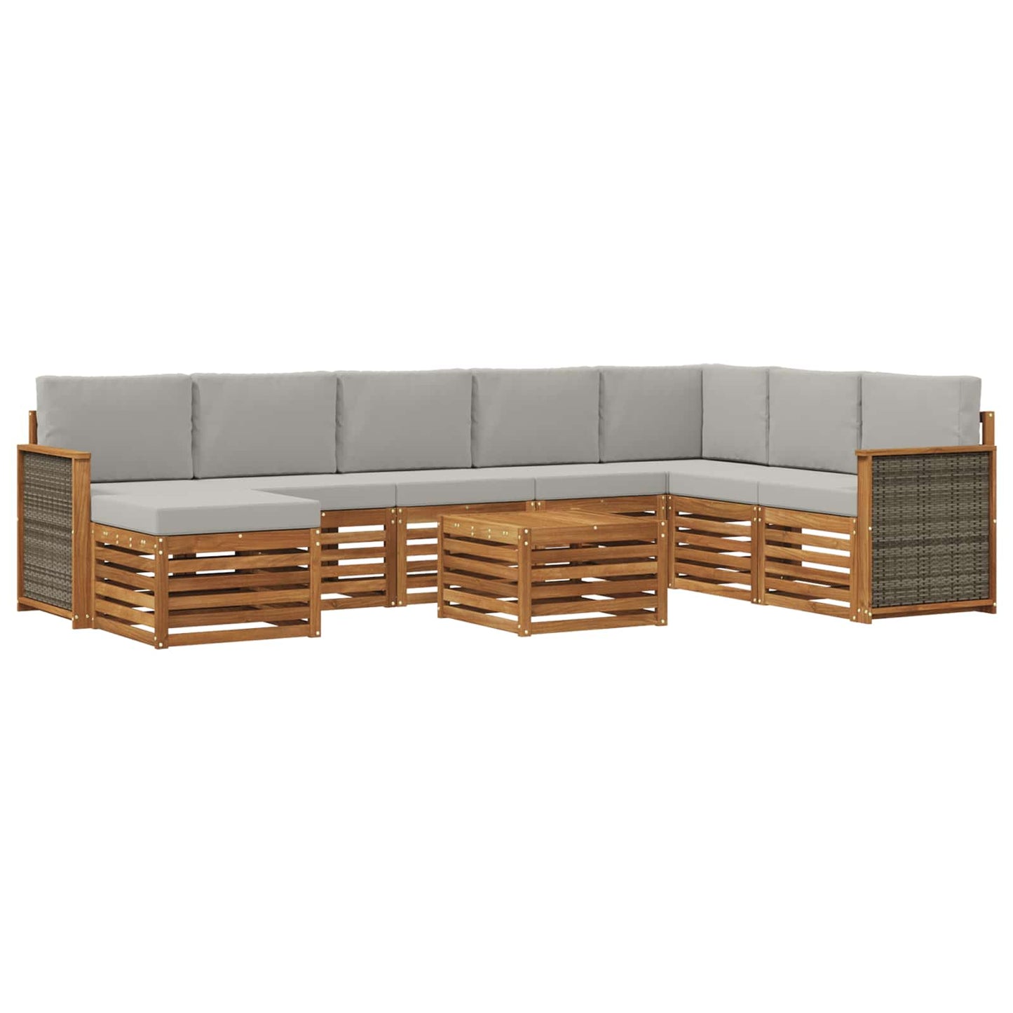 vidaXL Σειρά Καναπέ Εξωτερικού 7 pcs Φυσικό και Ανοιχτό Γκρι
