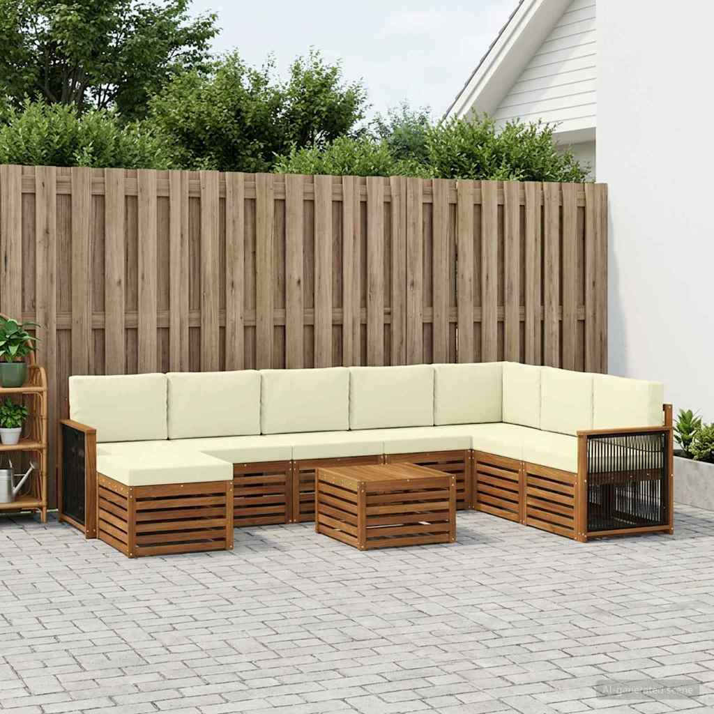 vidaXL Σειρά Καναπέ Εξωτερικού με μαξιλάρι 7 pcs Φυσικό και Κρέμα