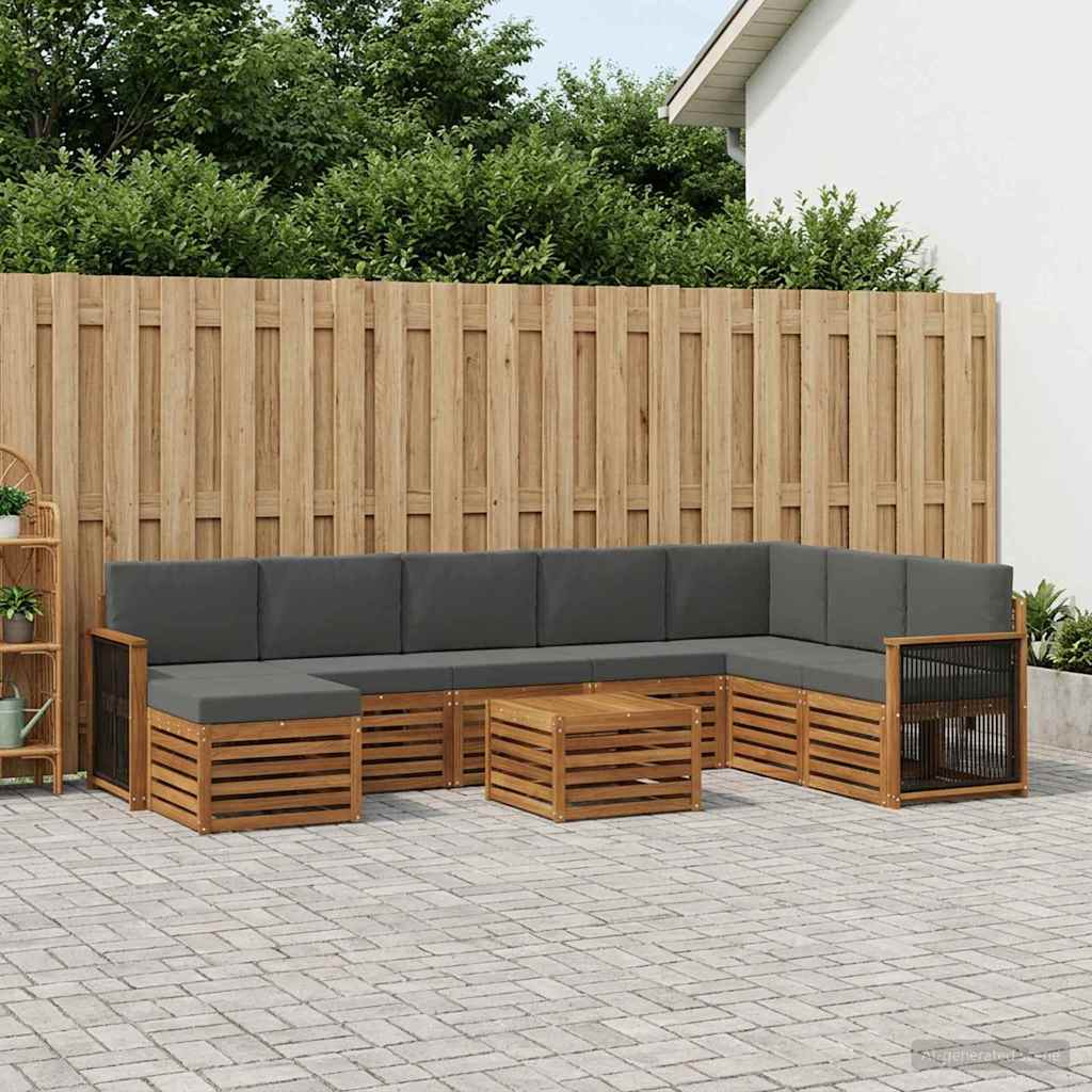 vidaXL Σειρά Καναπέ Εξωτερικού με μαξιλάρι 7 pcs Φυσικό και Ανθρακί