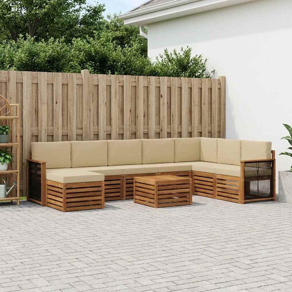 vidaXL Σειρά Καναπέ Εξωτερικού με μαξιλάρι 7 pcs Φυσικό