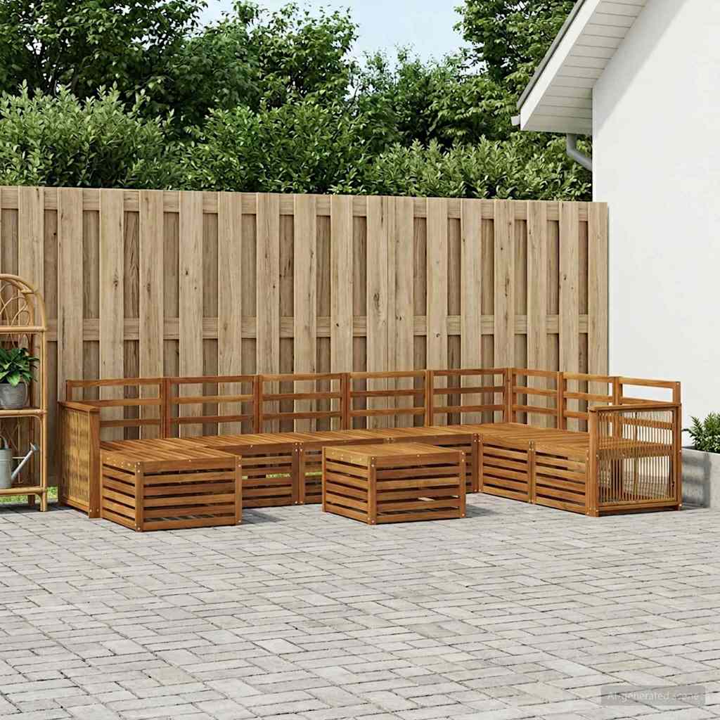 vidaXL Σειρά Καναπέ Εξωτερικού 7 pcs Φυσικό Στερεό Ξύλο Ακακίας