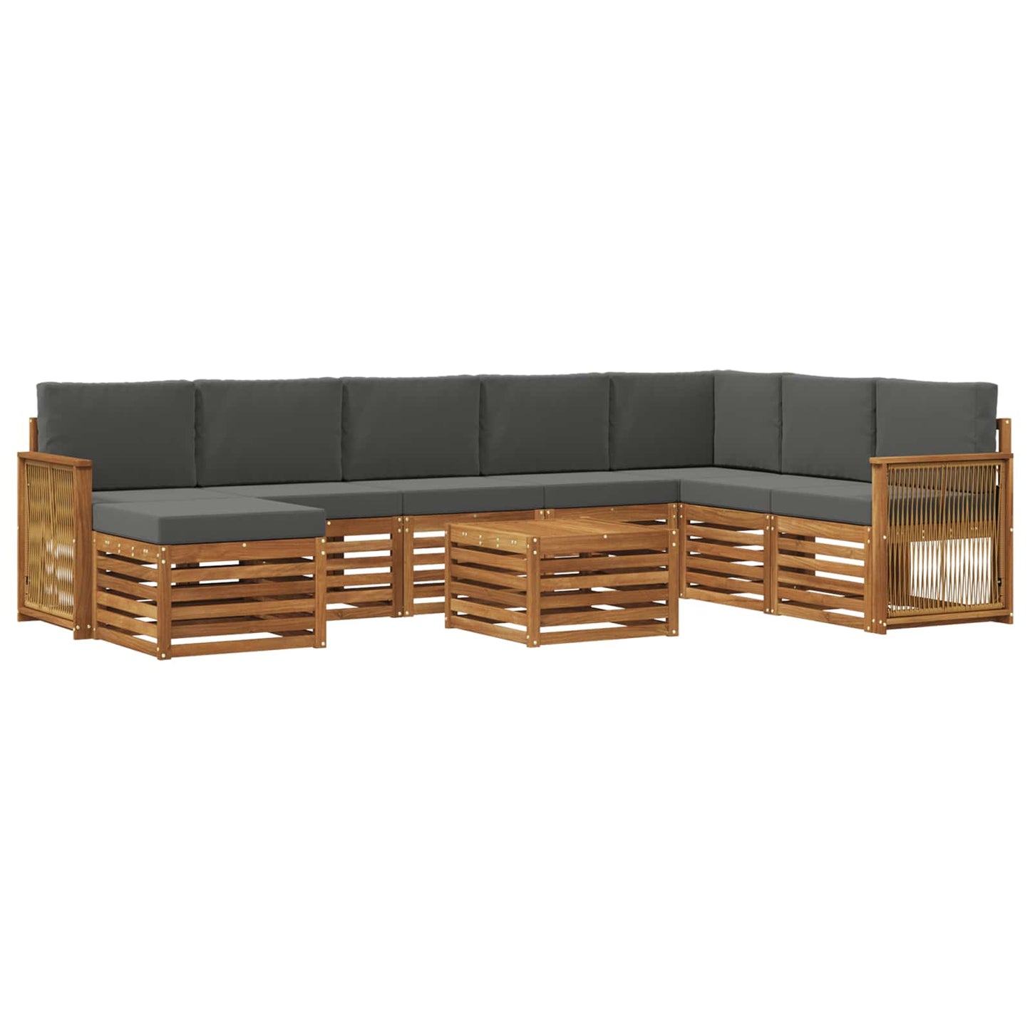 vidaXL Σειρά Καναπέ Εξωτερικού με μαξιλάρι 7 pcs Φυσικό και Ανθρακί