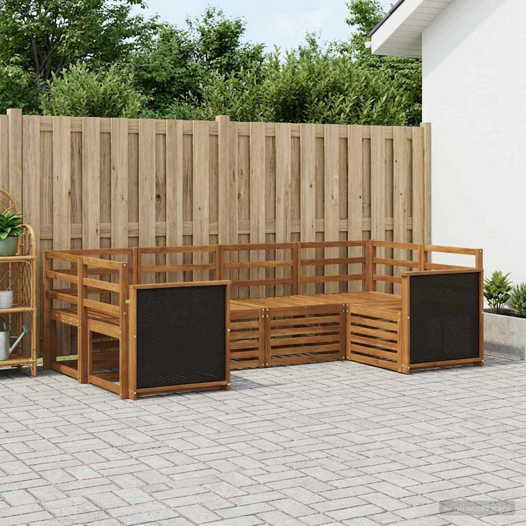 vidaXL Σαλονάκι Γωνιακού Καναπέ 5 pcs Φυσικό Στερεό Ξύλο Ακακίας