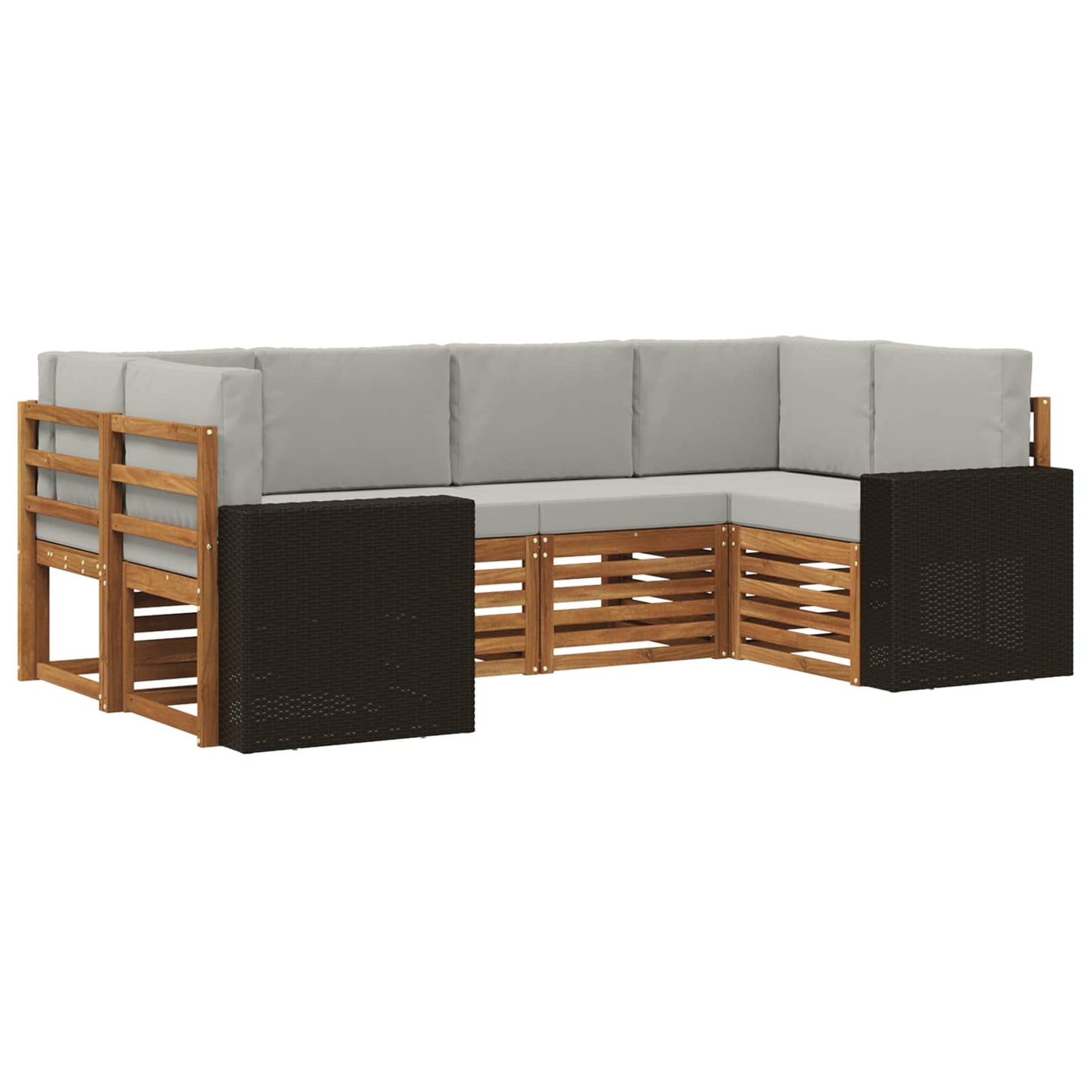 vidaXL Σαλονάκι Γωνιακού Καναπέ 6 pcs Φυσικό και Ανοιχτό Γκρι