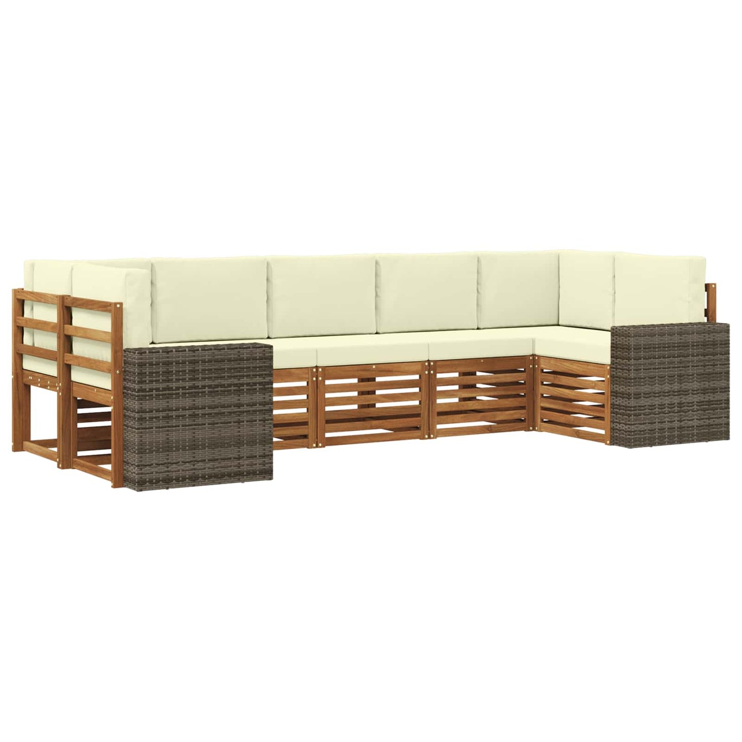 vidaXL Σαλονάκι Γωνιακού Καναπέ 7 pcs Φυσικό και Κρέμα Πολυεστέρας
