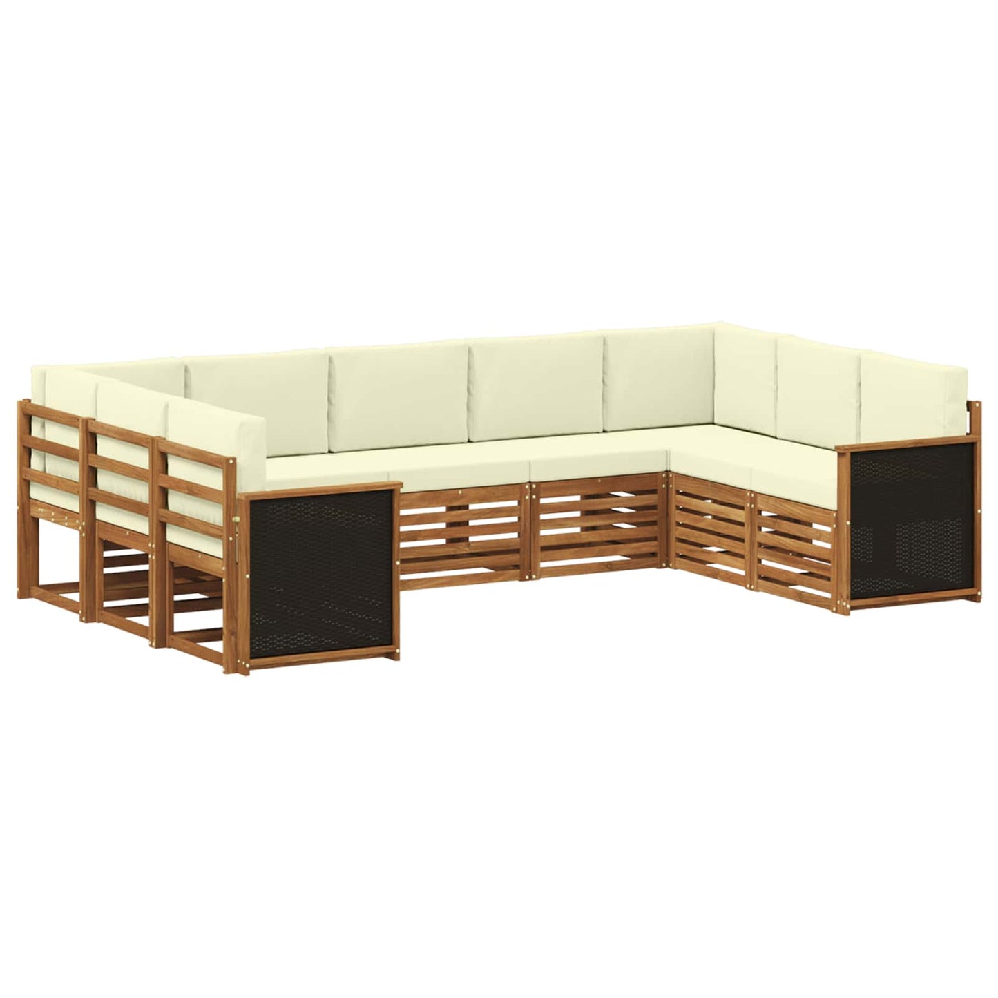 vidaXL Σαλονάκι Γωνιακού Καναπέ με μαξιλάρι 7 pcs Φυσικό και Κρέμα