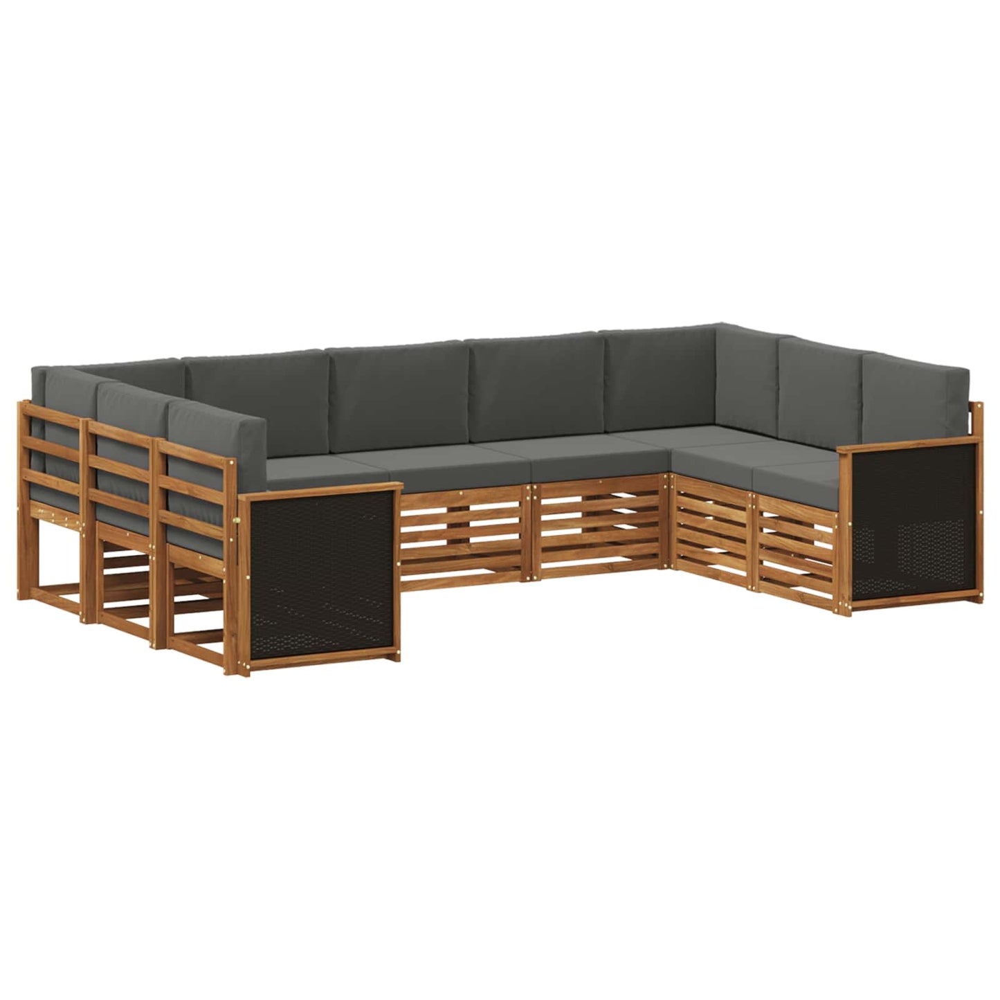 vidaXL Σαλονάκι Γωνιακού Καναπέ με μαξιλάρι 7 pcs Φυσικό και Ανθρακί