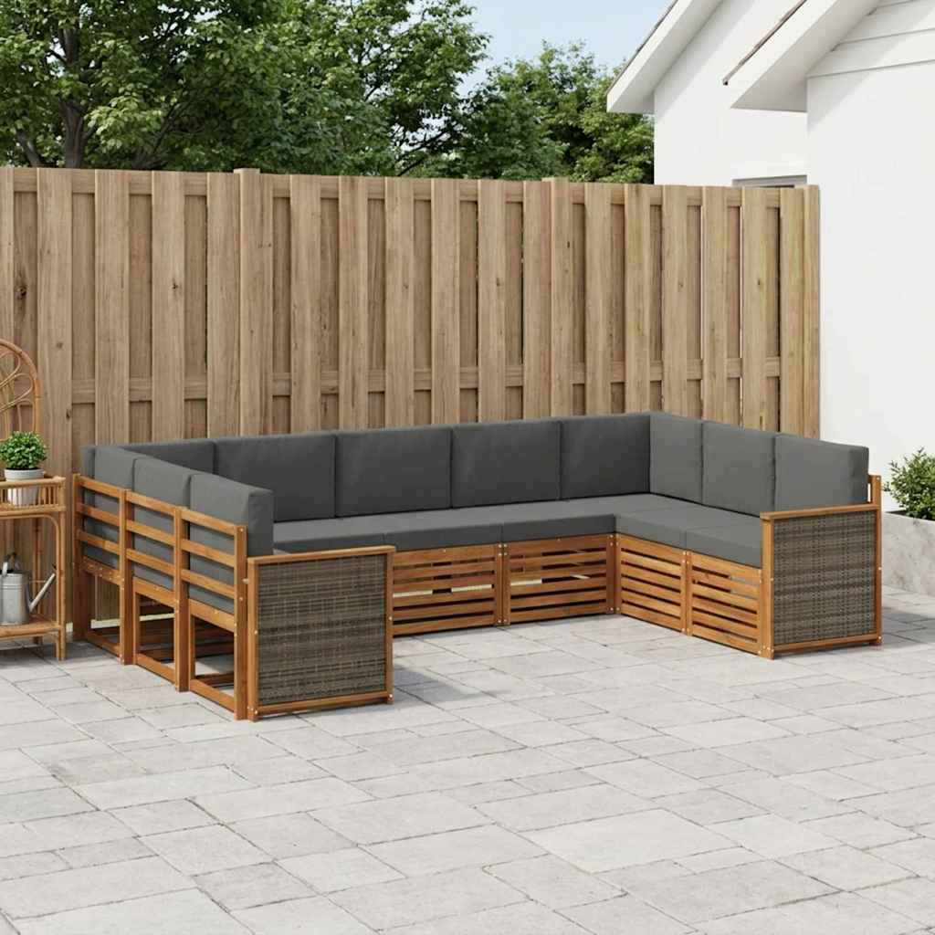 vidaXL Σαλονάκι Γωνιακού Καναπέ με μαξιλάρι 7 pcs Φυσικό και Ανθρακί