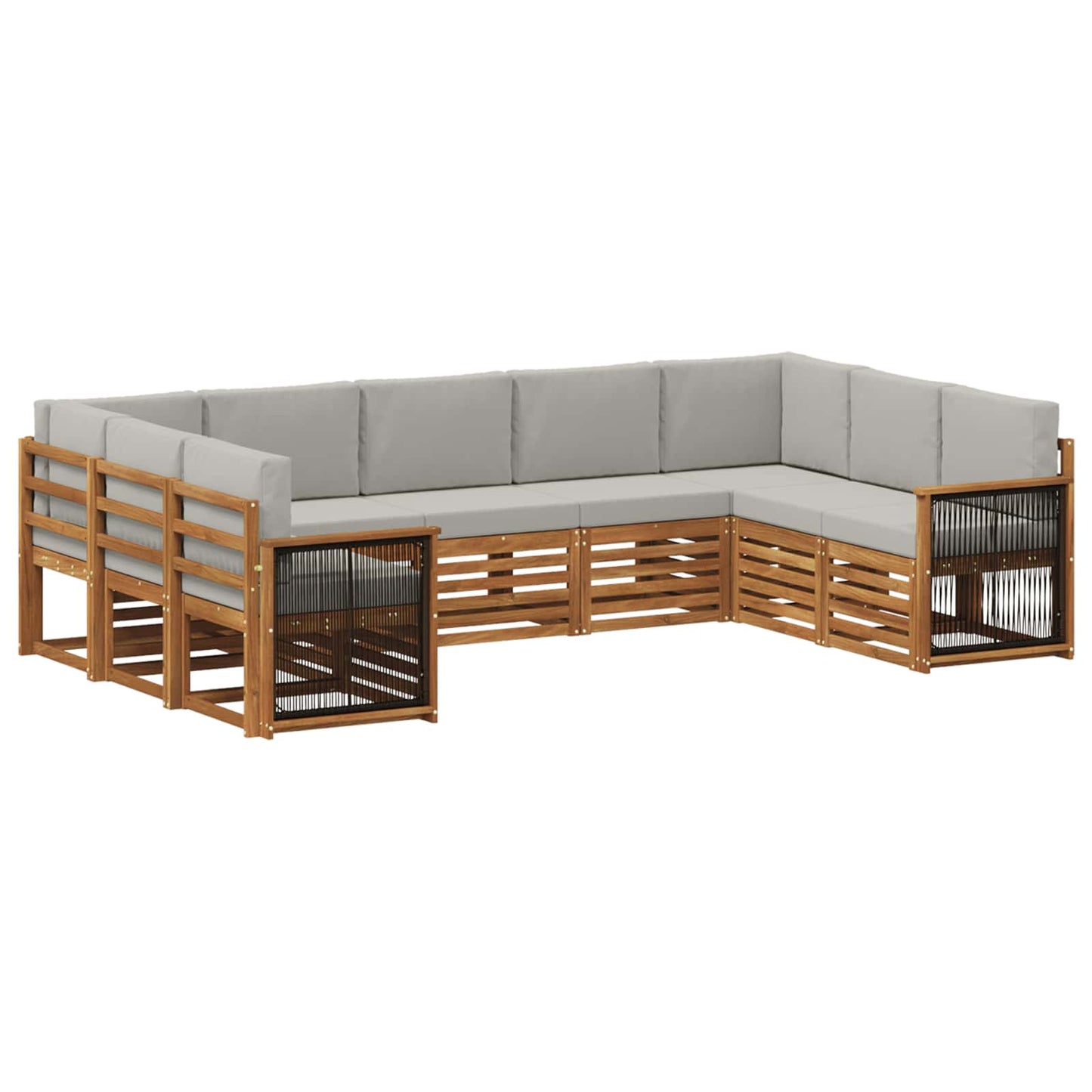 vidaXL Σαλονάκι Γωνιακού Καναπέ 7 pcs Φυσικό και Ανοιχτό Γκρι