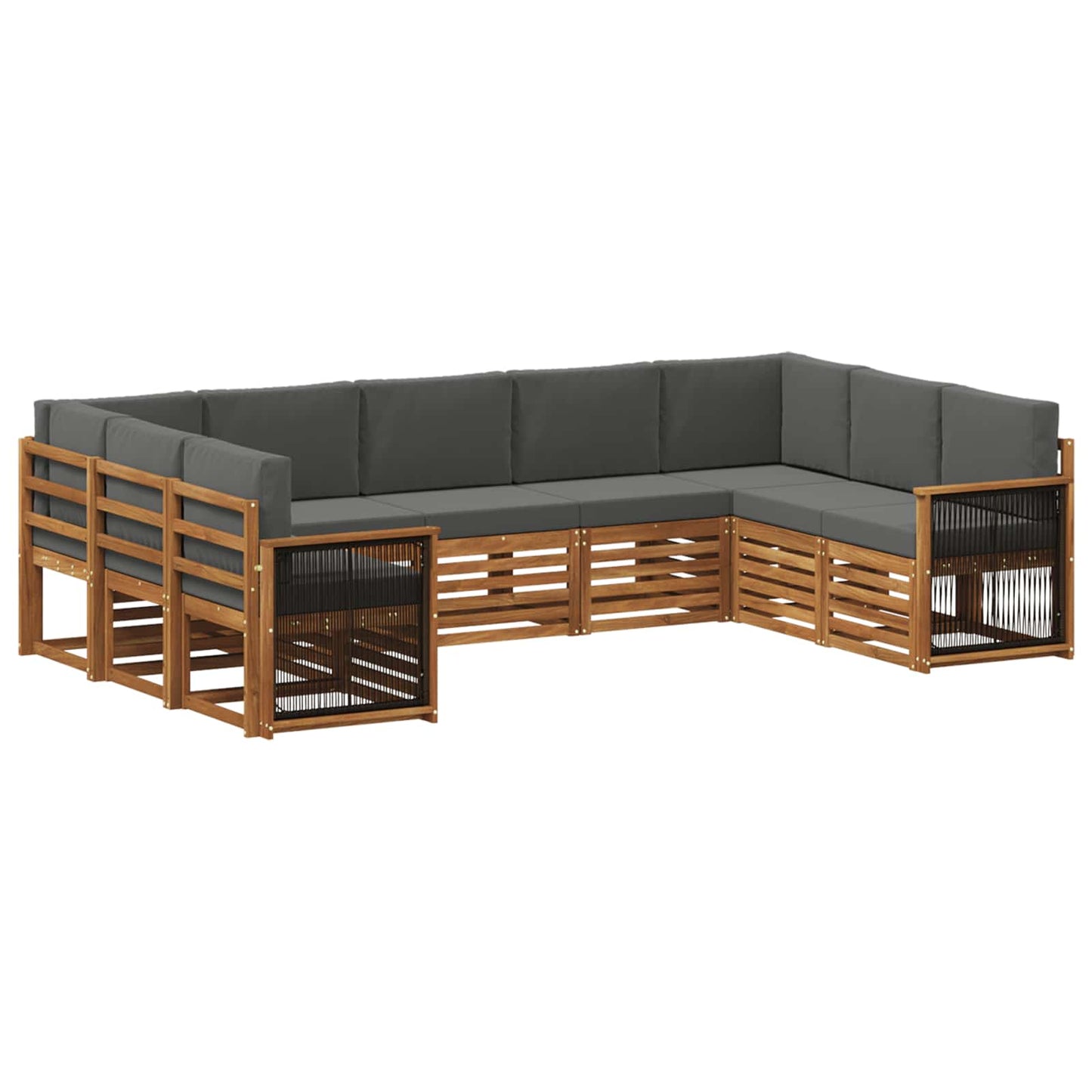 vidaXL Σαλονάκι Γωνιακού Καναπέ με μαξιλάρι 7 pcs Φυσικό και Ανθρακί