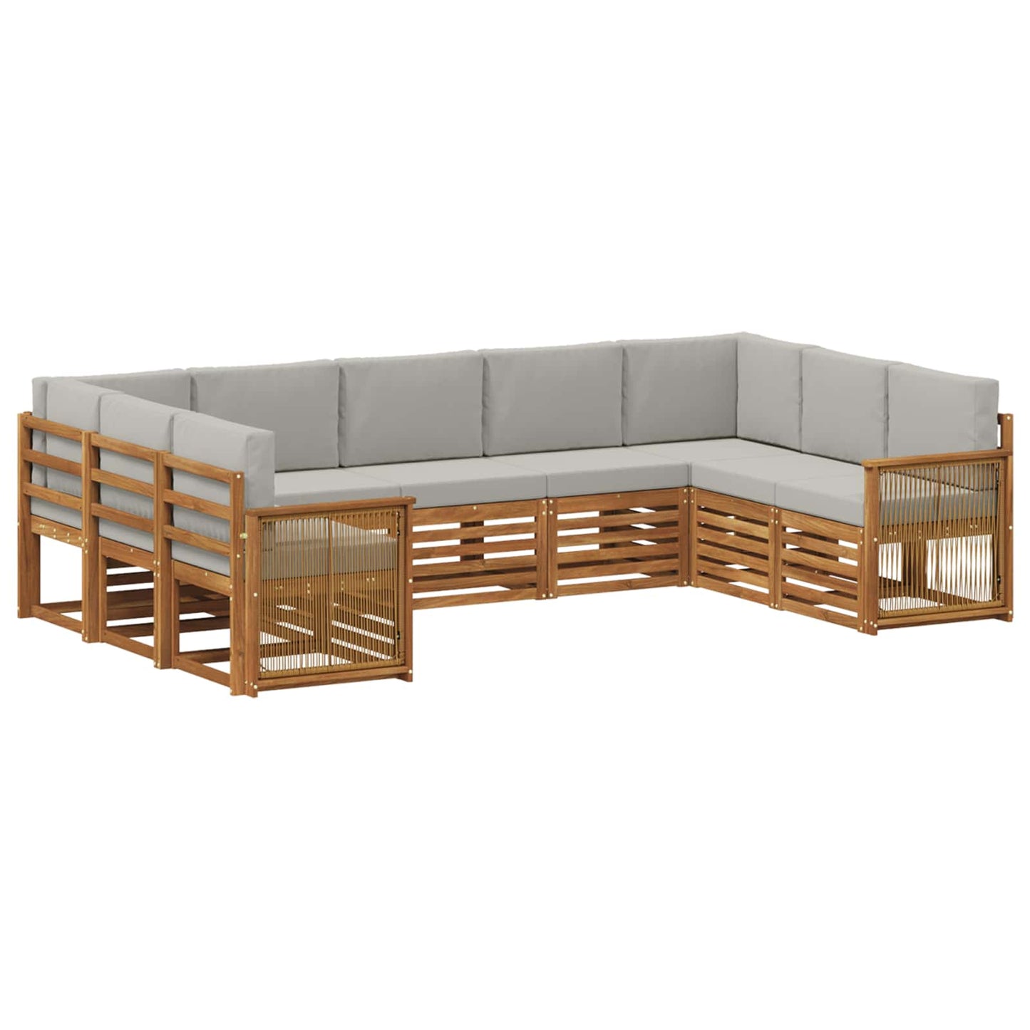 vidaXL Σαλονάκι Γωνιακού Καναπέ 7 pcs Φυσικό και Ανοιχτό Γκρι