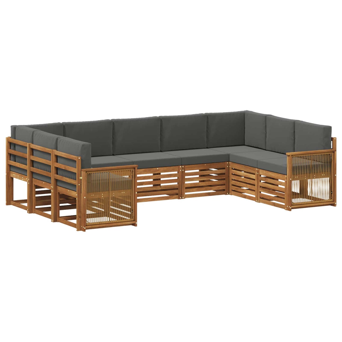 vidaXL Σαλονάκι Γωνιακού Καναπέ με μαξιλάρι 7 pcs Φυσικό και Ανθρακί