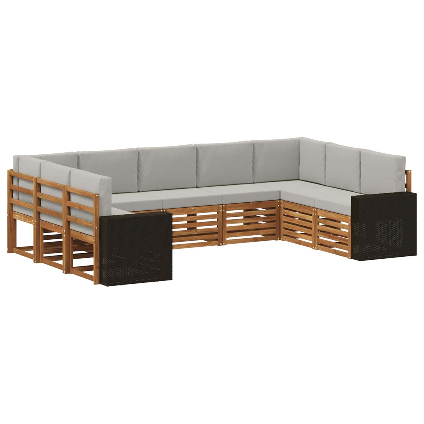 vidaXL Σειρά Καναπέ Εξωτερικού 9 pcs Φυσικό και Ανοιχτό Γκρι