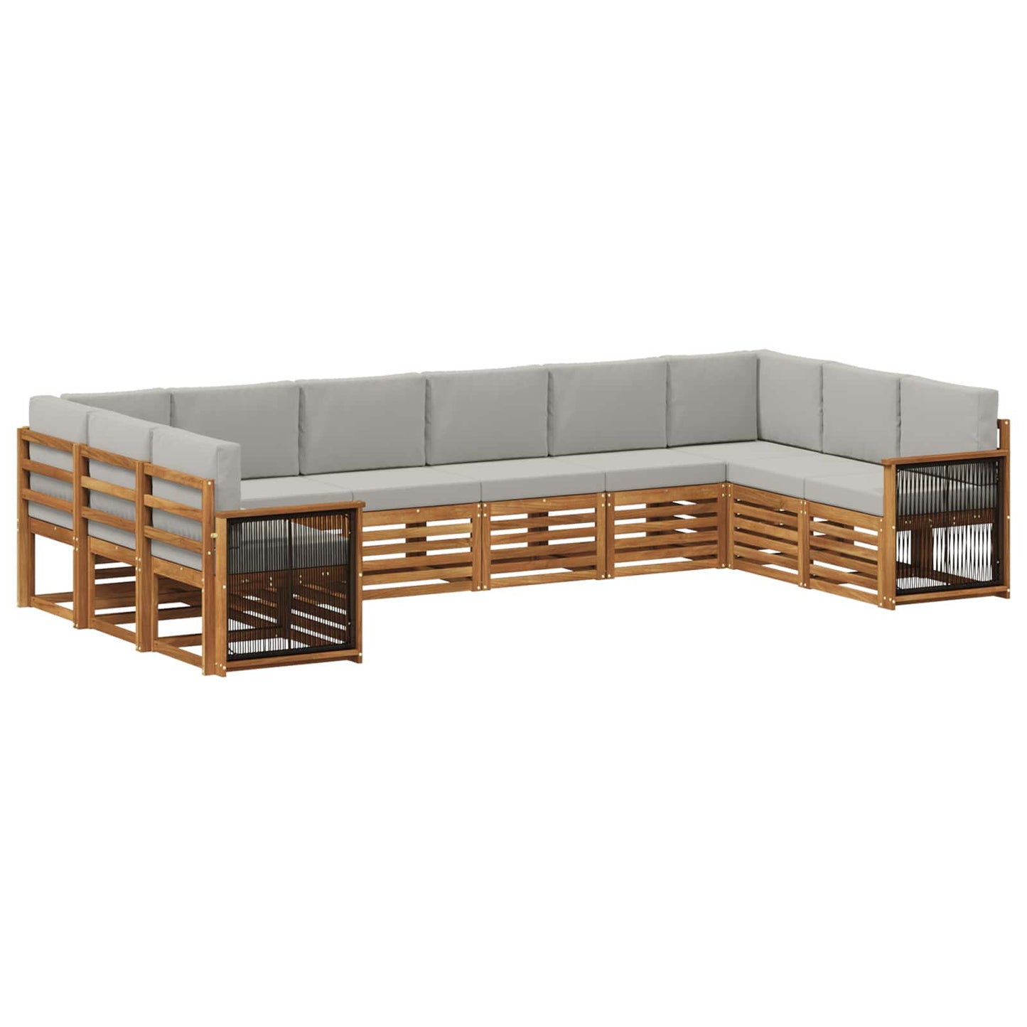 vidaXL Σαλονάκι Γωνιακού Καναπέ 7 pcs Φυσικό και Ανοιχτό Γκρι