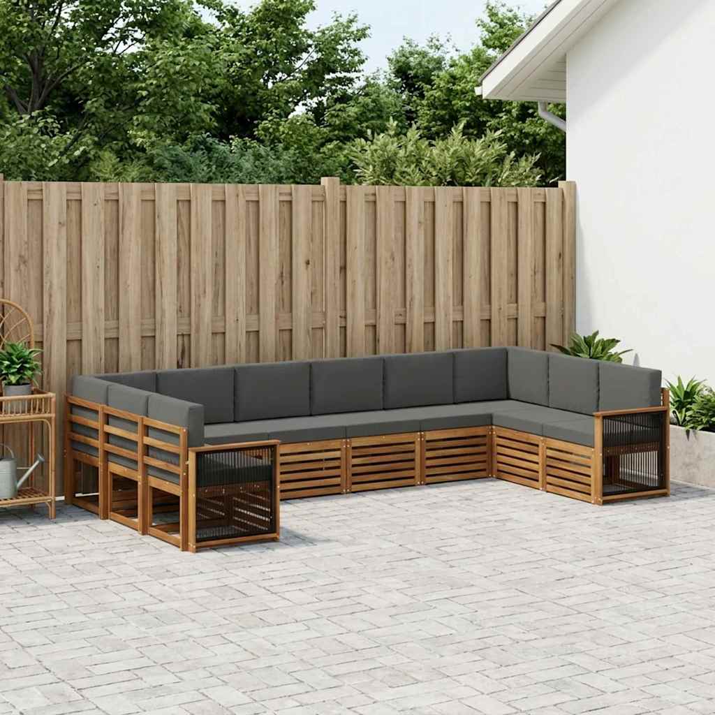 vidaXL Σαλονάκι Γωνιακού Καναπέ με μαξιλάρι 7 pcs Φυσικό και Ανθρακί