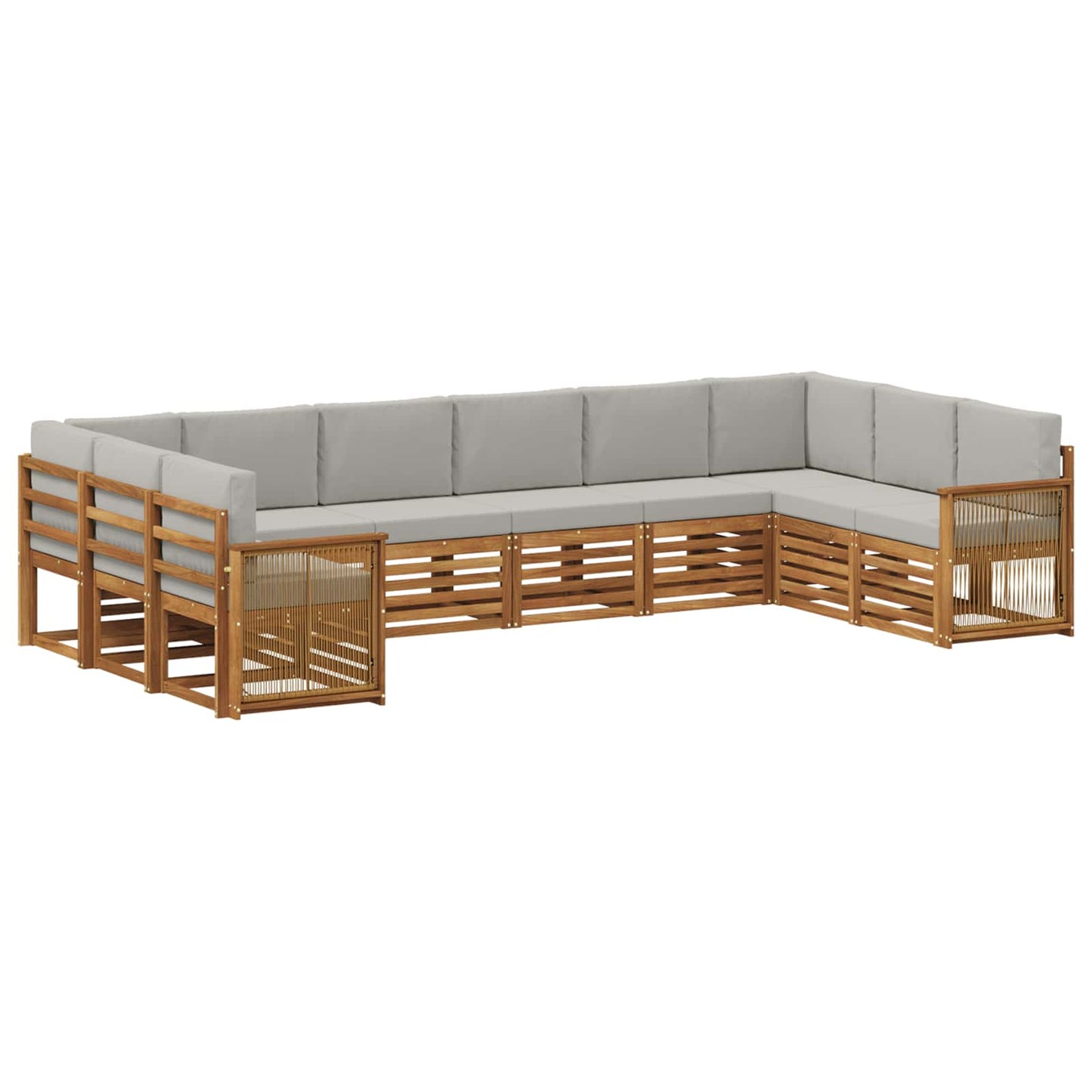 vidaXL Σαλονάκι Γωνιακού Καναπέ 7 pcs Φυσικό και Ανοιχτό Γκρι