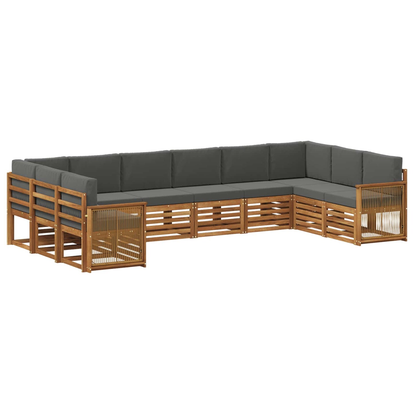 vidaXL Σαλονάκι Γωνιακού Καναπέ με μαξιλάρι 7 pcs Φυσικό και Ανθρακί