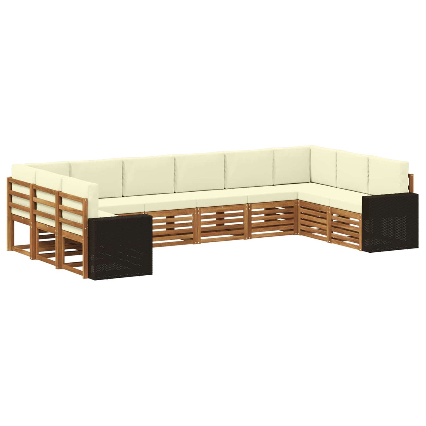 vidaXL Σειρά Καναπέ Εξωτερικού 10 pcs Φυσικό και Κρέμα Πολυεστέρας