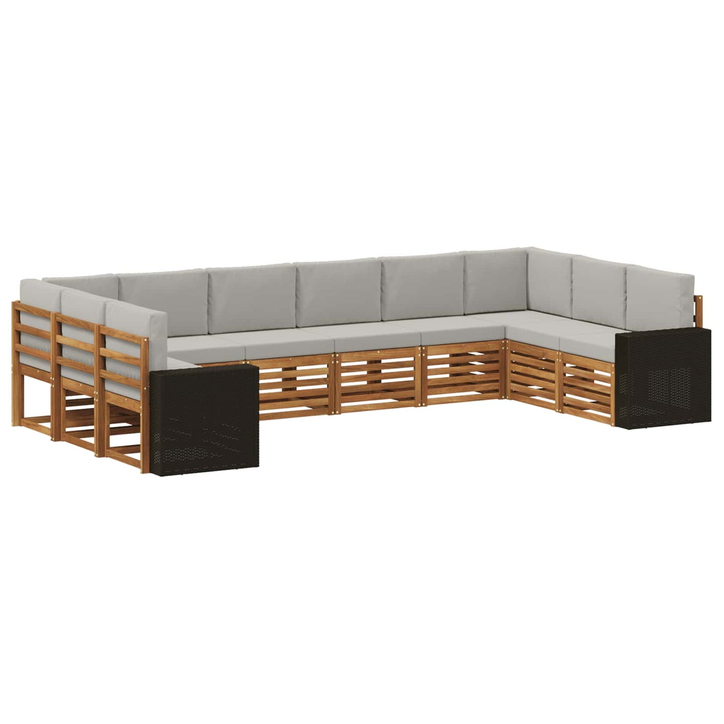 vidaXL Σαλονάκι Γωνιακού Καναπέ 10 pcs Φυσικό και Ανοιχτό Γκρι