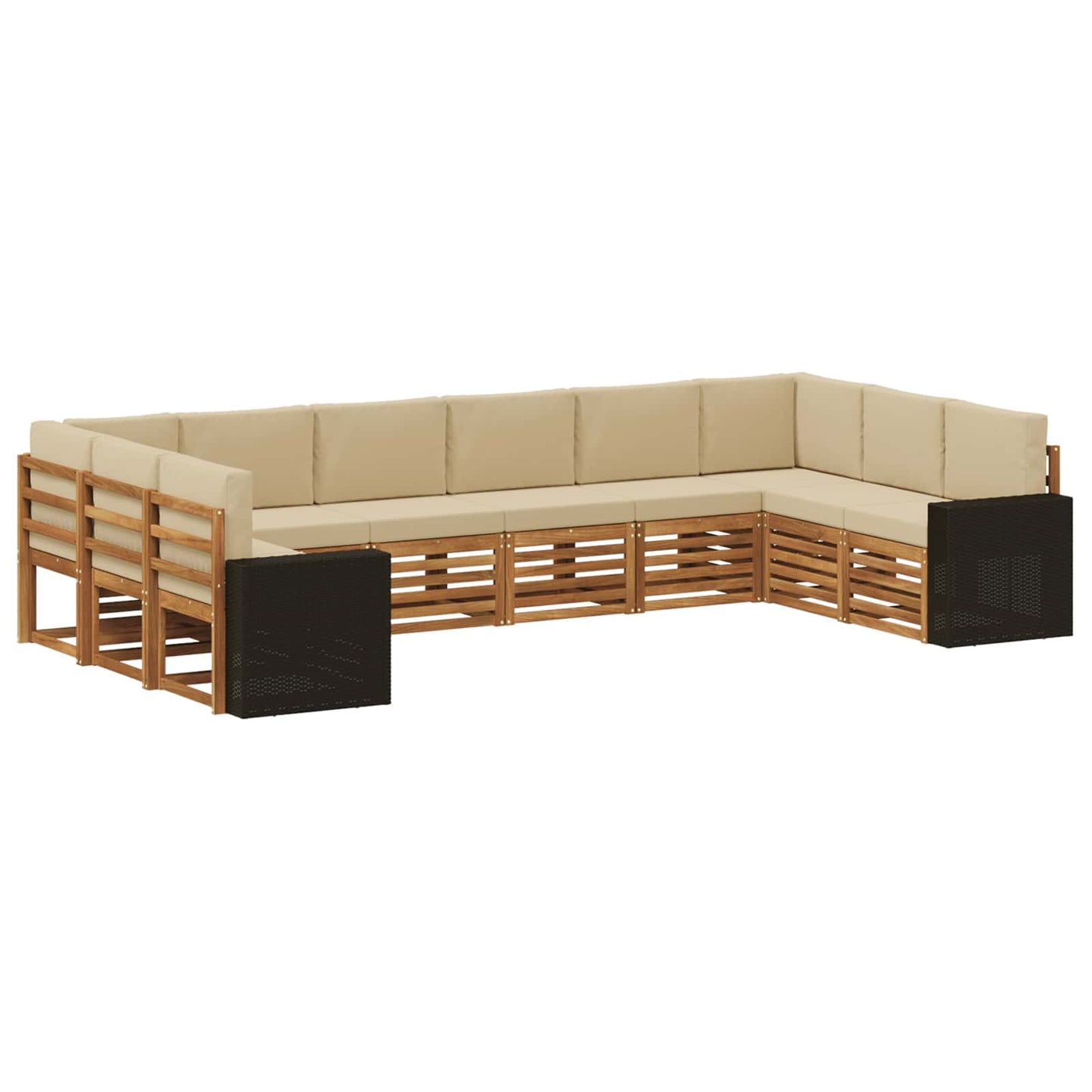 vidaXL Σειρά Καναπέ Εξωτερικού 10 pcs Φυσικό και Μπεζ Πολυεστέρας