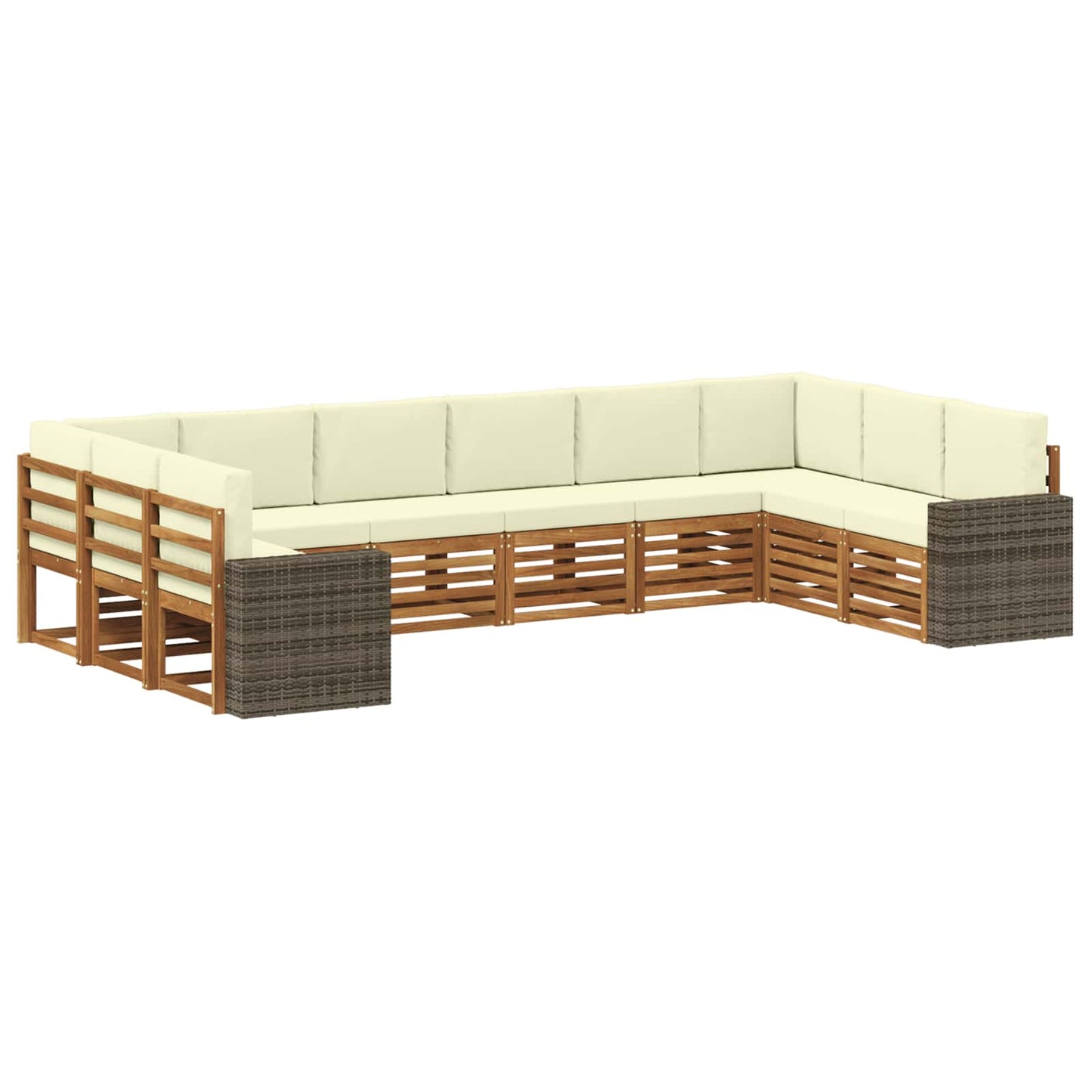 vidaXL Σειρά Καναπέ Εξωτερικού 10 pcs Φυσικό και Κρέμα Πολυεστέρας