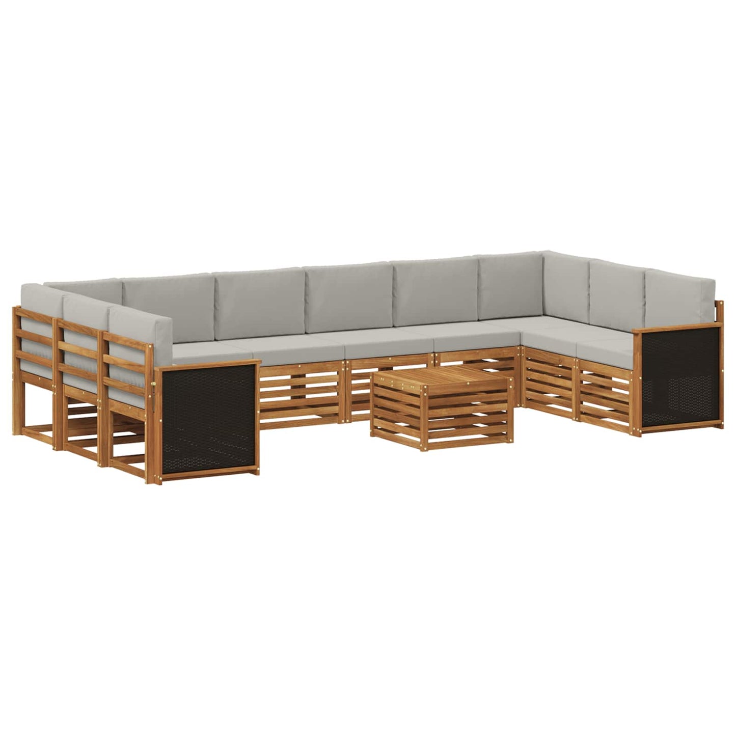 vidaXL Σειρά Καναπέ Εξωτερικού 8 pcs Φυσικό και Ανοιχτό Γκρι