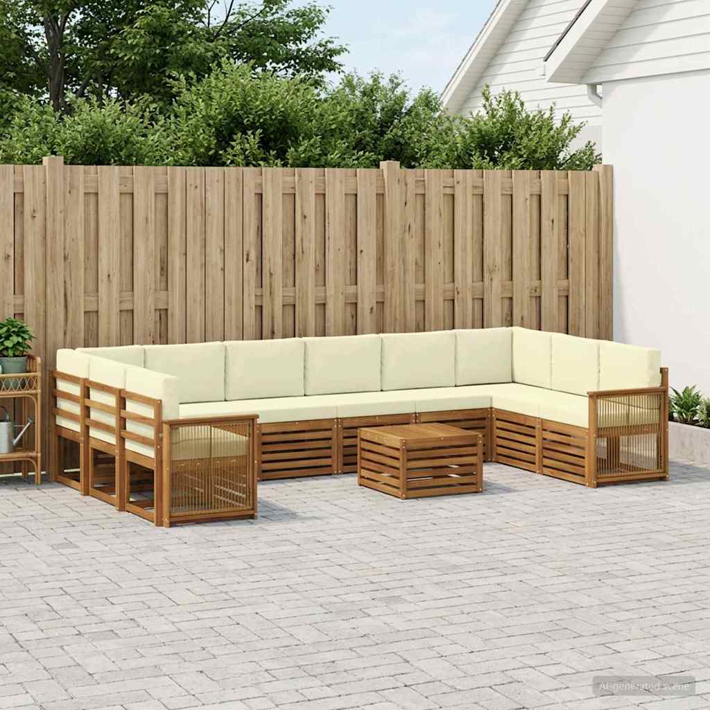 vidaXL Σειρά Καναπέ Εξωτερικού με μαξιλάρι 8 pcs Φυσικό και Κρέμα
